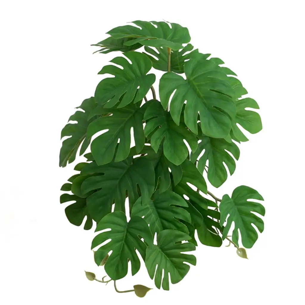 Artificial Reptile Plants Lifelike Terrarium 3D Printed Leaves Amphibian Plant Tank Habitat Decoration for Iguana Turtle