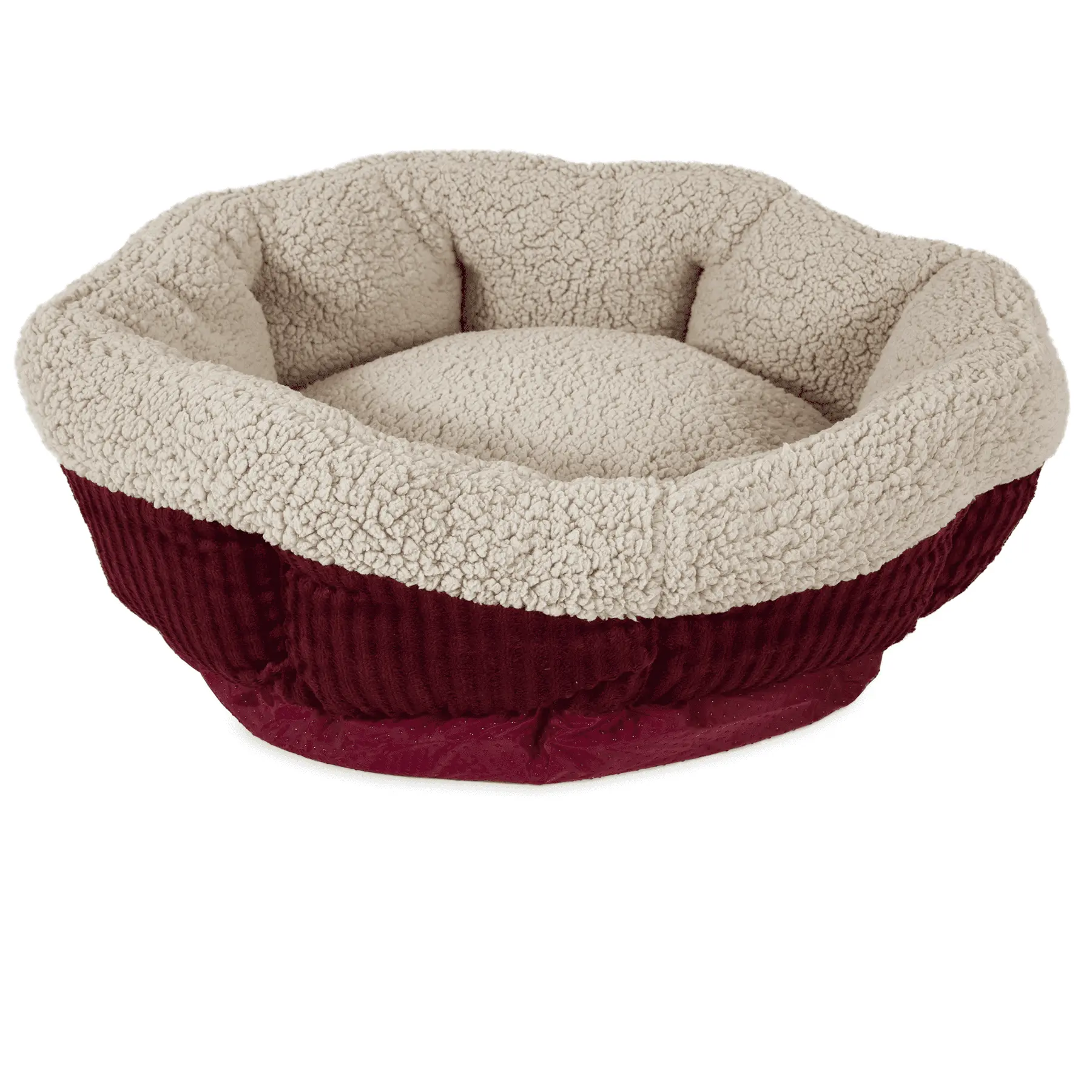 Aspen Pet Round Self Warming Pet Bed. Dog and Cats. Red