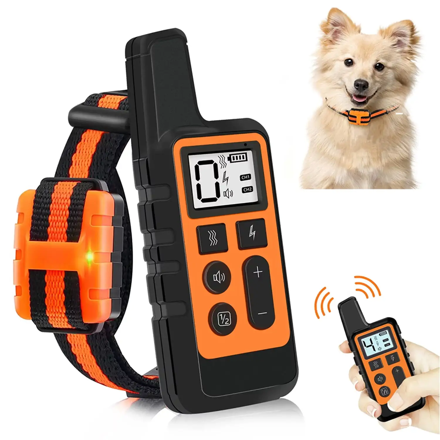 Audessy Dog Training Collar. Waterproof Shock Collars for Dog with Remote 1640 ft. 3 Training Modes. IPX7 Waterproof Electric Dog Collar for Small Medium Large Dogs. Orange