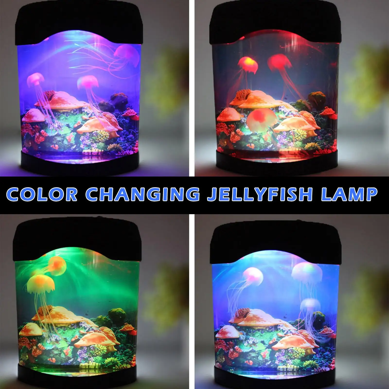 Augper Clearance USB Jellyfish Lamps. Electric Aquarium Tank Ocean Night Lights LED Jelly Fish Light Lamp with Color Changing for Living Room Home Bedroom Desktop Decoration Gift