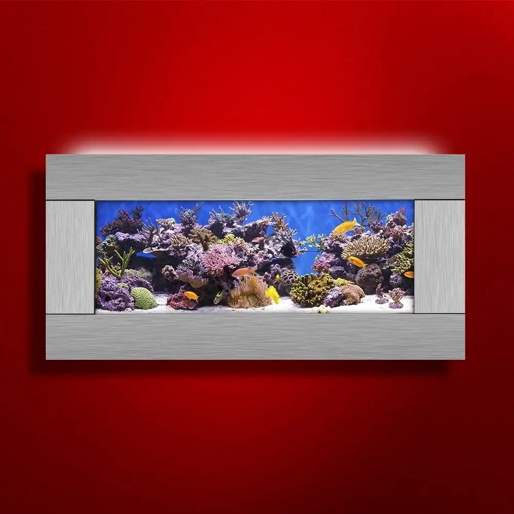 Aussie Aquariums 2.0 Wall Mounted Aquarium - Skyline - Silver Stainless Steel