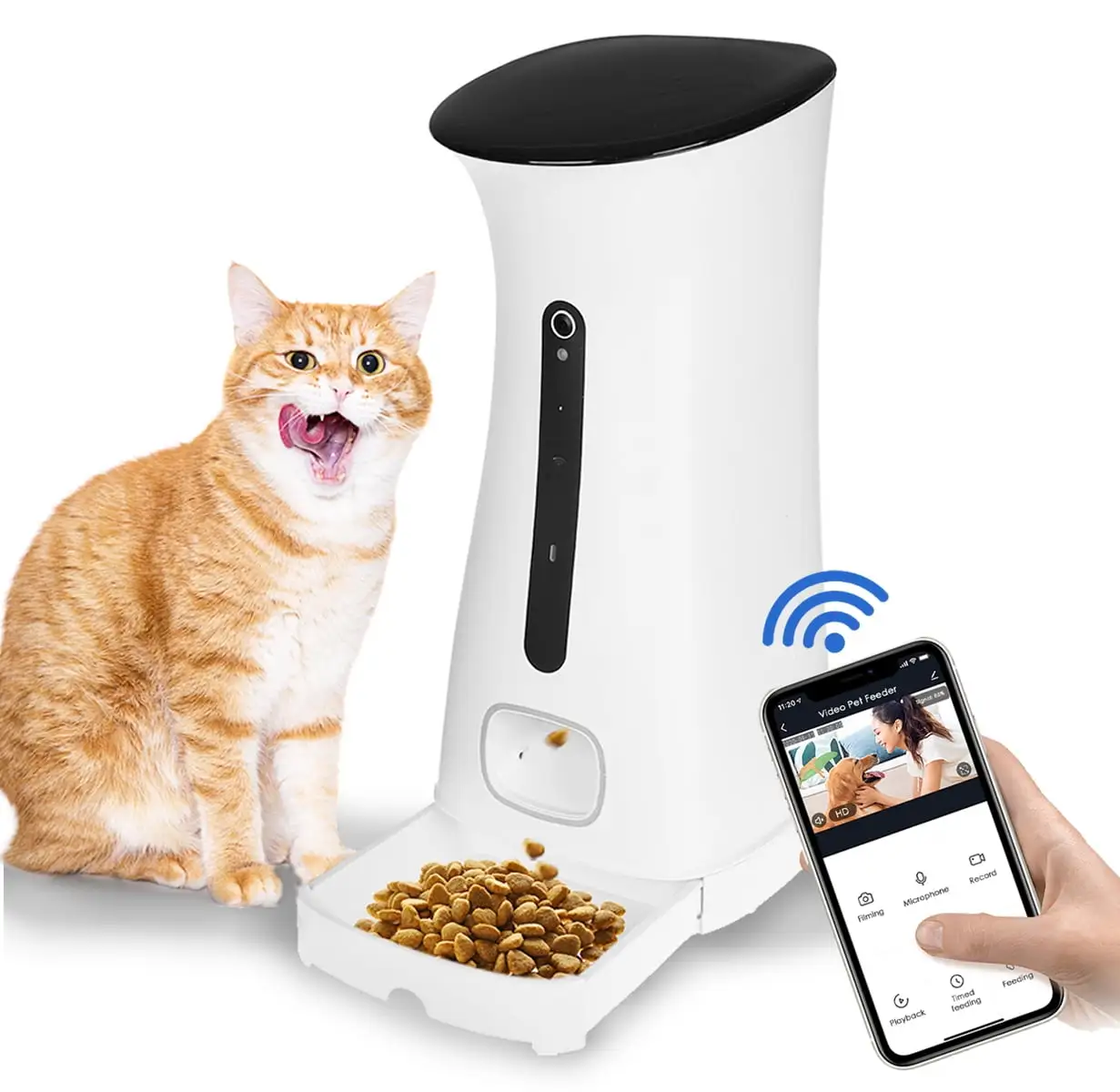 Automatic Cat Feeder. 7.5L Cat Food Dispenser with Mobile APP Control Remote Voice Interaction Granary for Small/Medium Pets