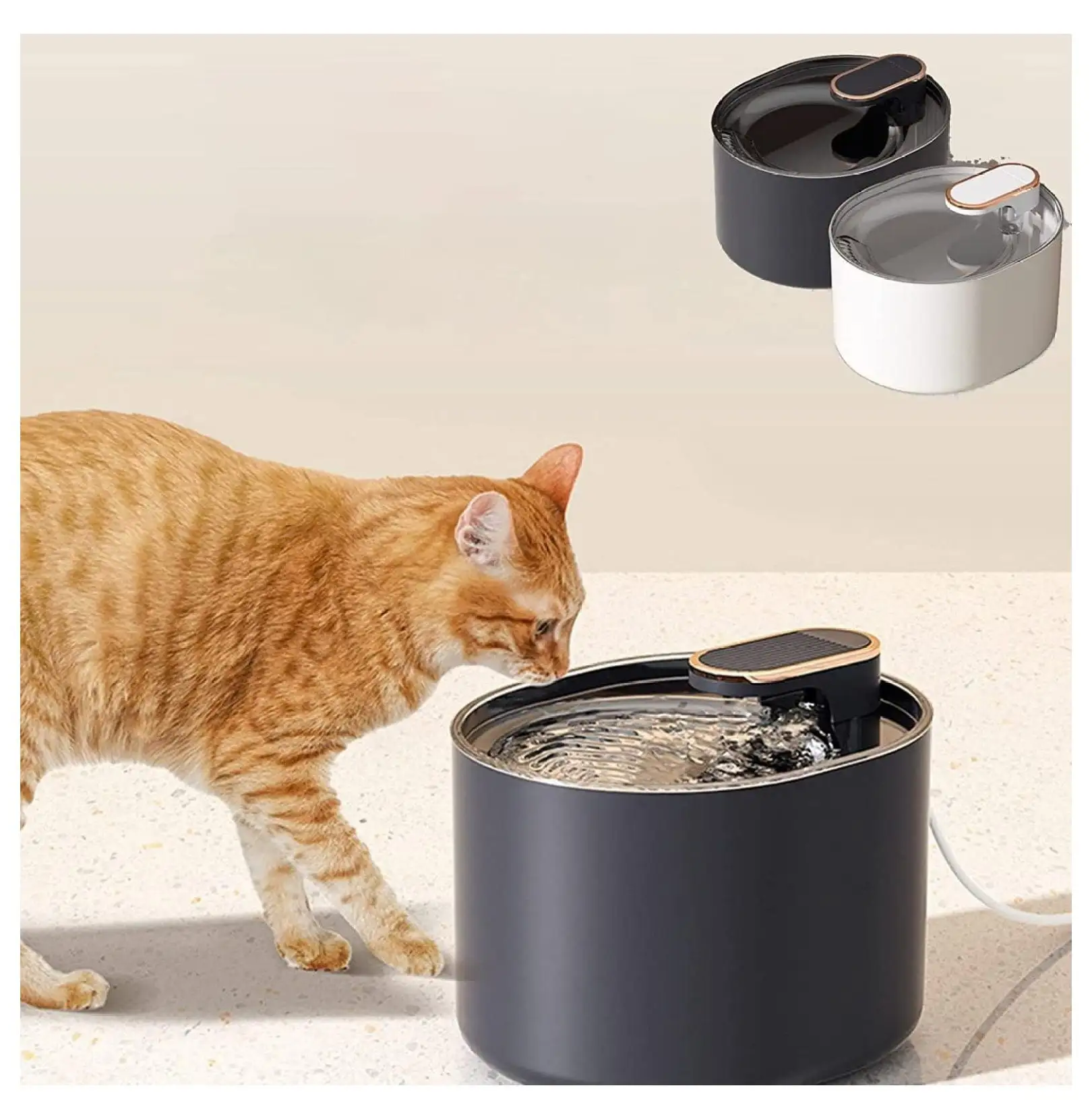 Automatic Water Fountain for Pet- Automatic Cat Dog Water Fountain - 4 Times Efficient Filtrations Water Dispenser. 0.88lb/3L BPA- Water Fount-ain for Cats. Dogs. Multiple Pets (Navy)