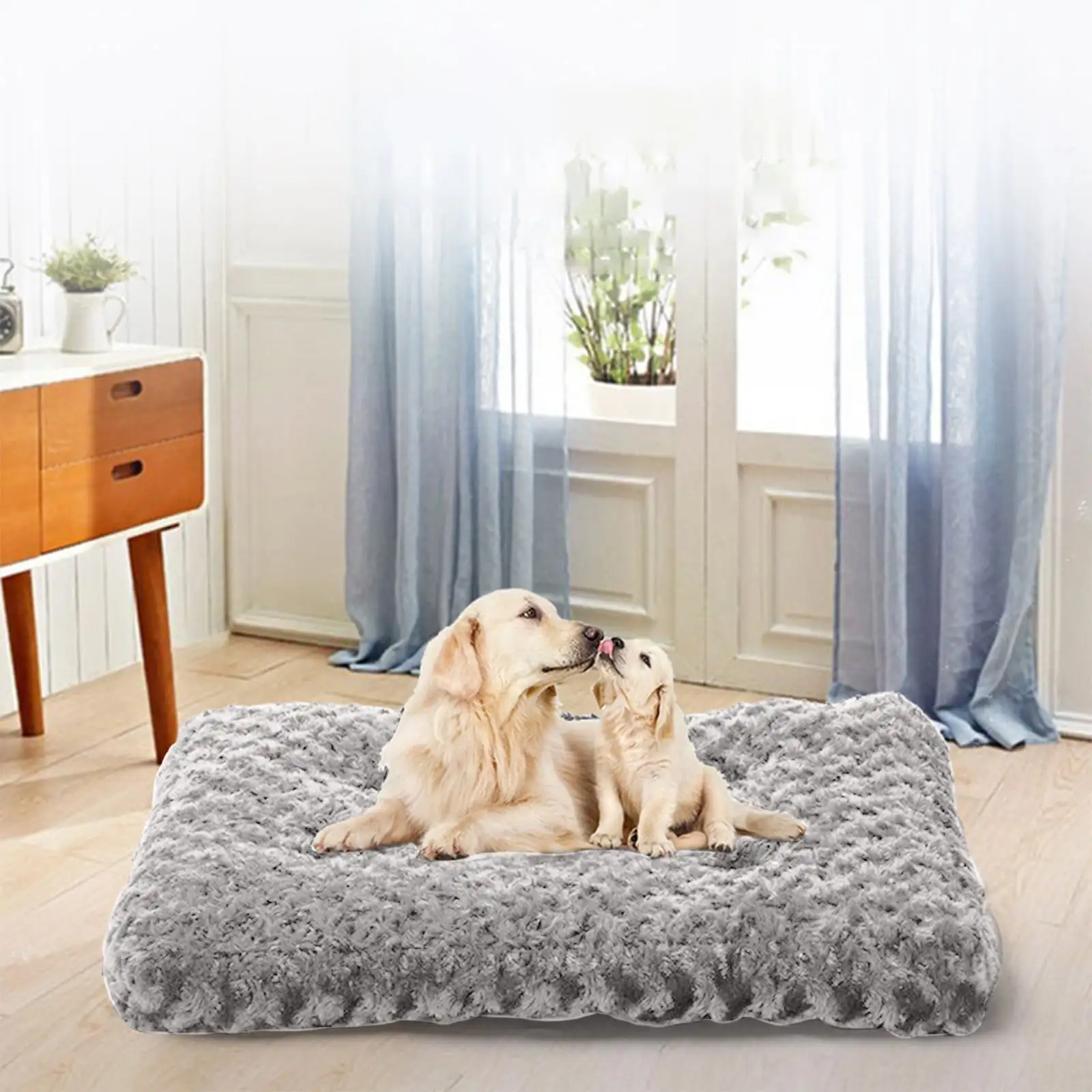 Azrian Christmas Sales Under 5 Dog Bed.Orthopedic Crate Foam Dog Bed with Removable Washable Cover.Waterproof Dog Mattress Nonskid Bottom.Comfy Anxiety Pet Bed Mat