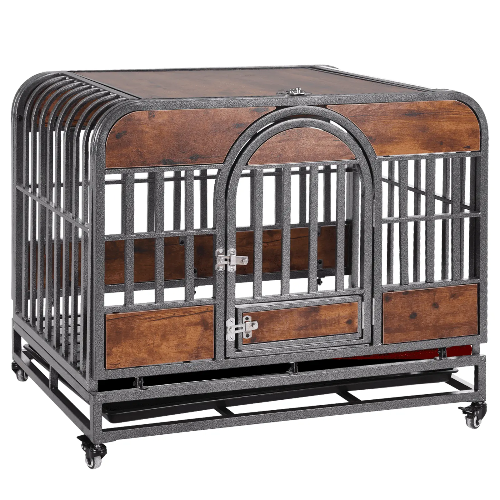 BARDY Heavy Duty Dog Crate for Indoor Dogs.Dog Cage with Tray and Wheels. Furniture Style Dog House for Large Dogs. Brown 32