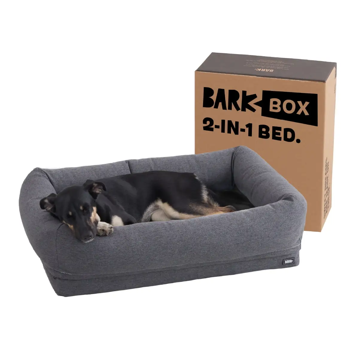 BARK 2-in-1 Memory Foam Cuddler Dog Bed | Plush Orthopedic Joint Relief Crate Lounger or Donut Pillow Bed. Machine Washable + Removable Cover | Waterproof Lining | Includes Toy