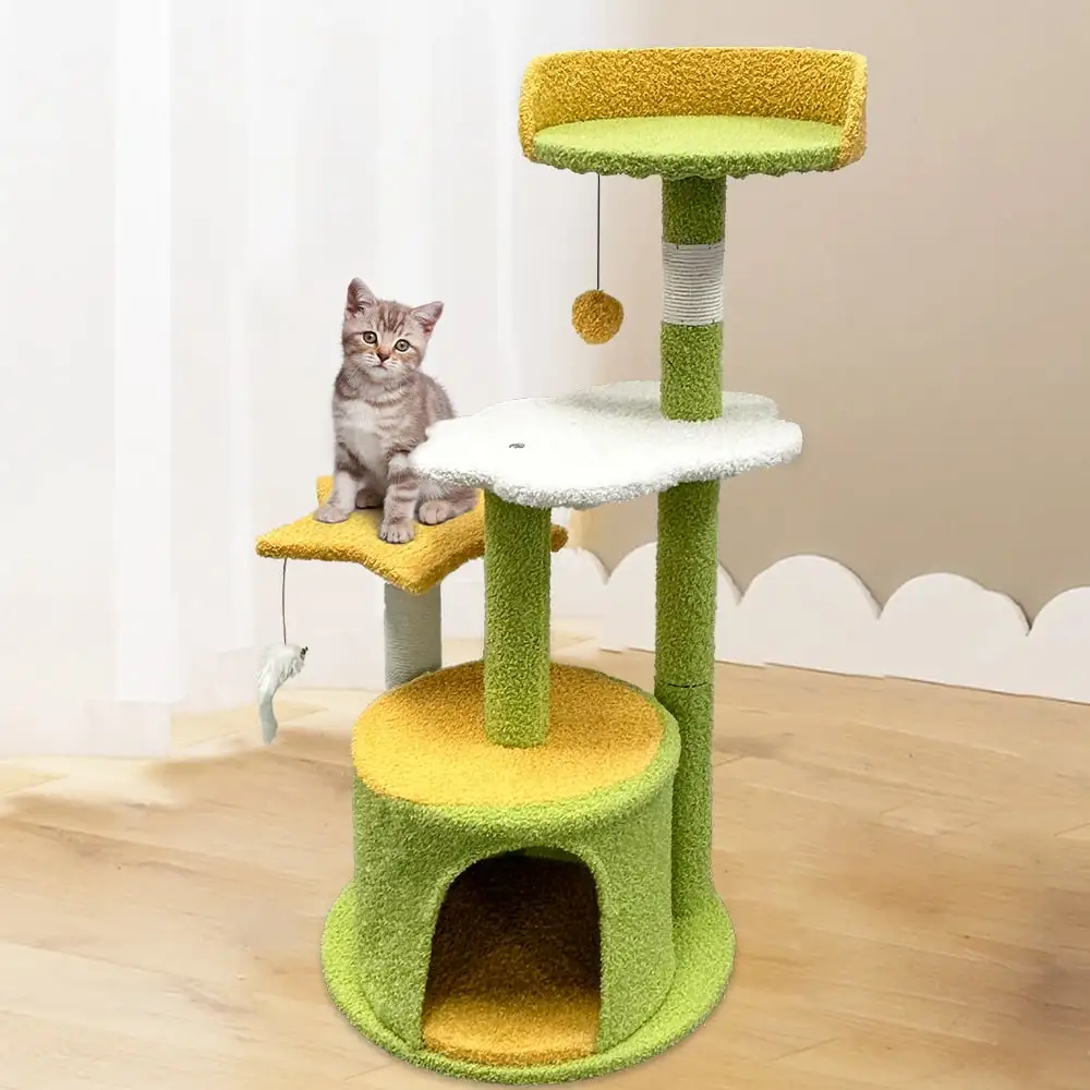 BDUN 35 Cat Tree. Cat Tower with Sisal Scratching Posts Condo Perch for Indoor Small Cats. Green