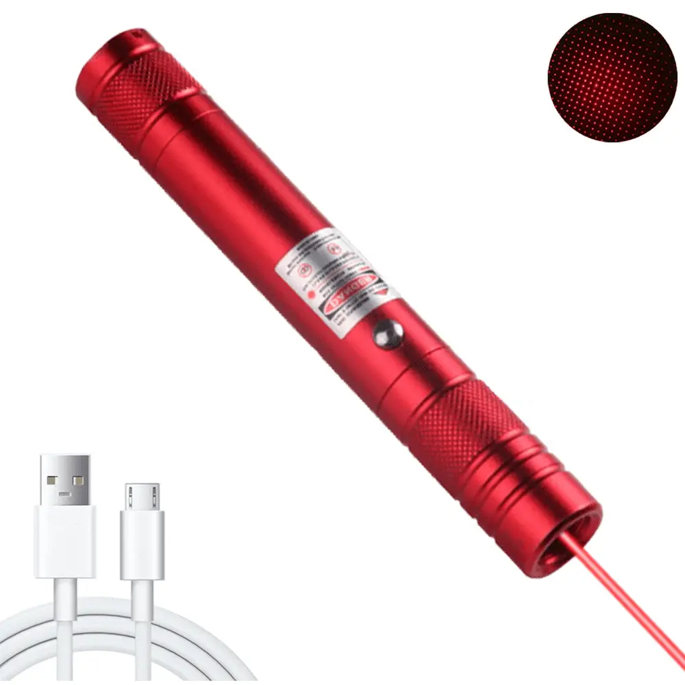 BESTSKY Long Range High Power Tactical Red Dot Light Presentation Pointer USB Recharge Outdoor Interactive Cat Laser Toy