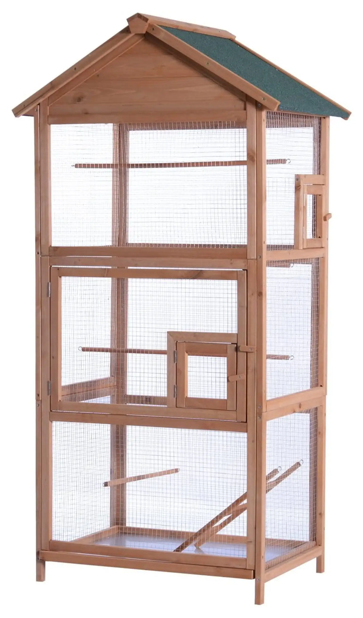 BIN24 70 inch Outdoor Aviary Cage Wooden Vertical Play House Pet Parrot Cages with Stand 6011-0011L