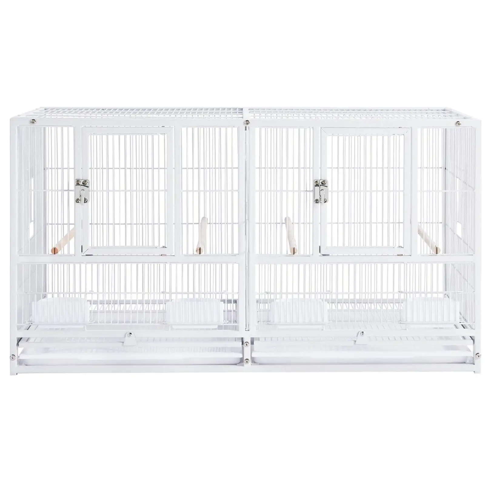 BIN24 Divided Breeder Cage Wide Parrot Cage for Parakeets Lovebirds Finch Canaries Cockatiels Budgies Small . White