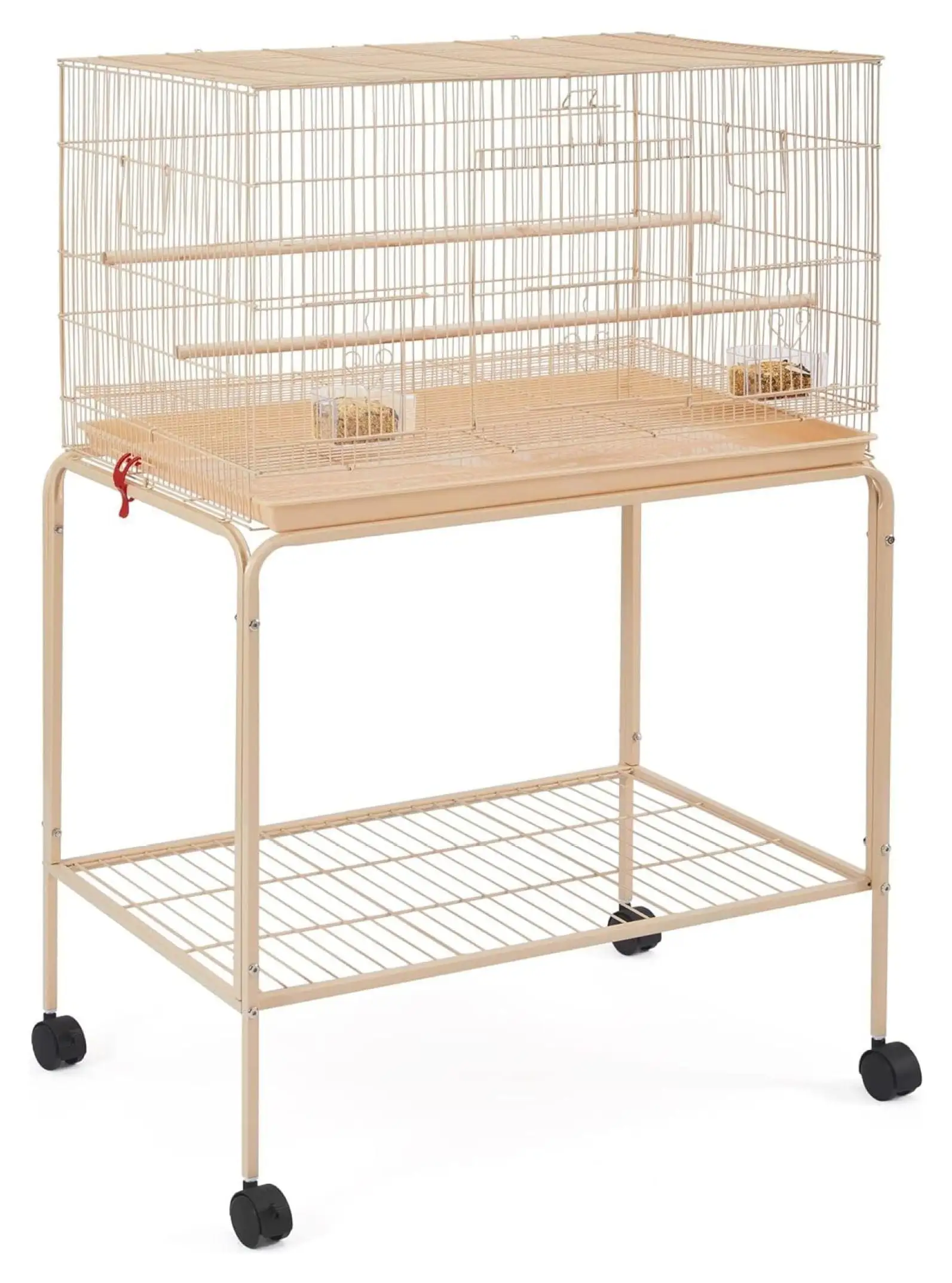 BIN24 Large Flight Cage Parrot Parakeet Flight Cage for Small with Stand. Almond