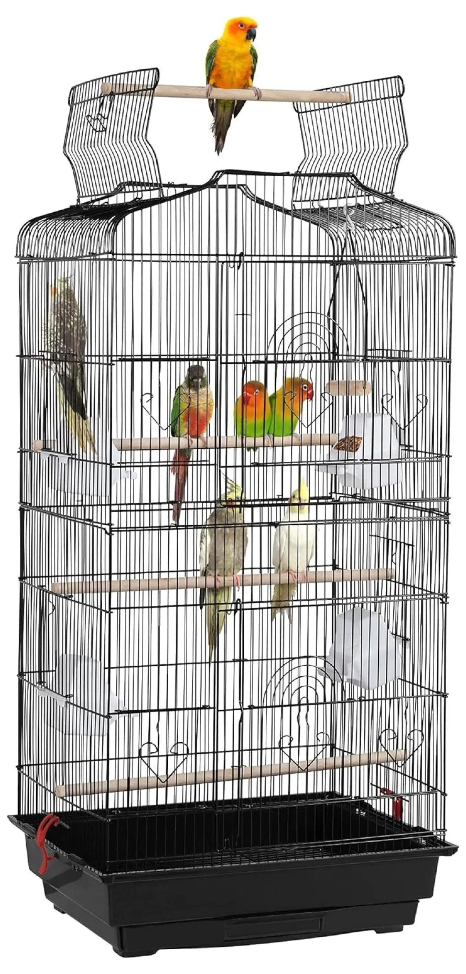 BIN24 Open Play Top Cage Parakeet Cage with Slide-Out Tray for Small Parrot Budgies Finches Canaries Lovebirds