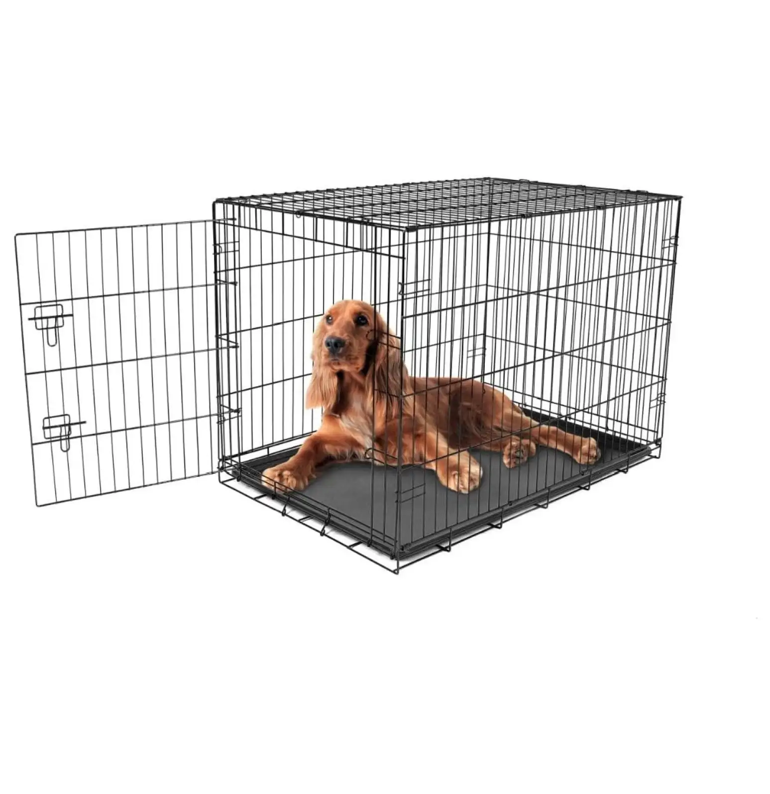 BIN24 Secure and Foldable Single Door Metal Dog Crate. Intermediate