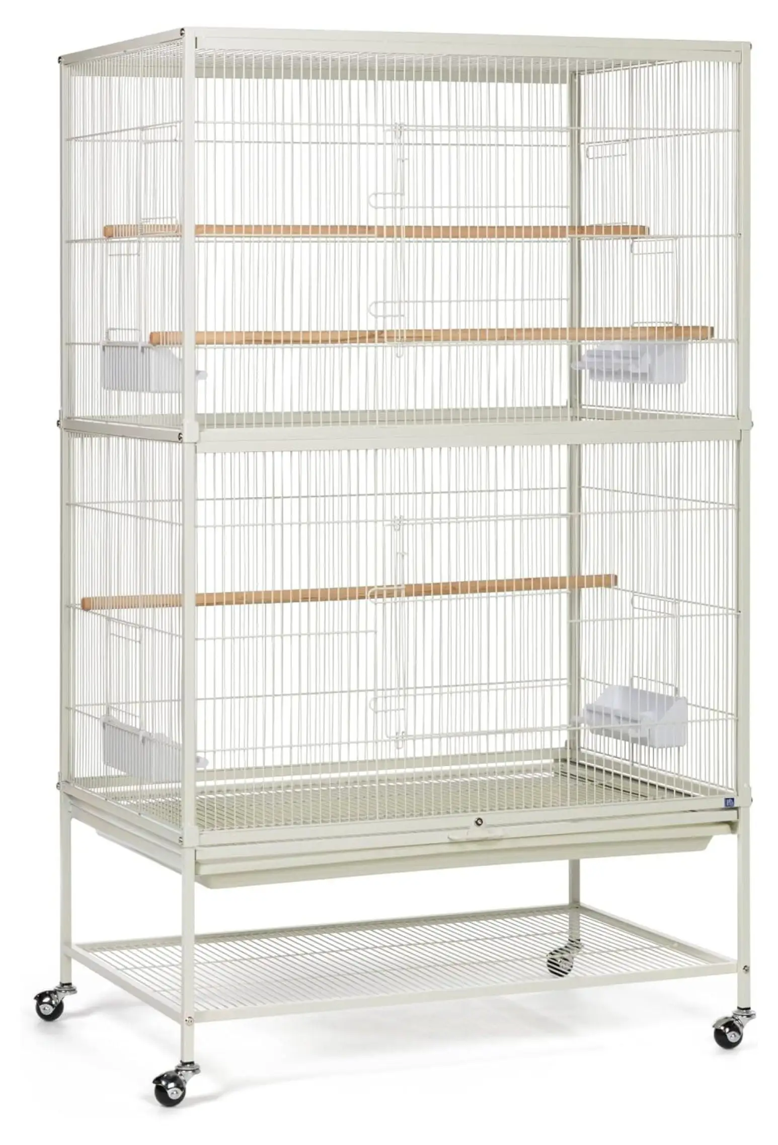 BIN24 Wrought Iron Flight Cage with Stand. Large Birdcage for Pets. Metal Cage Standing Birdcage. Chalk White