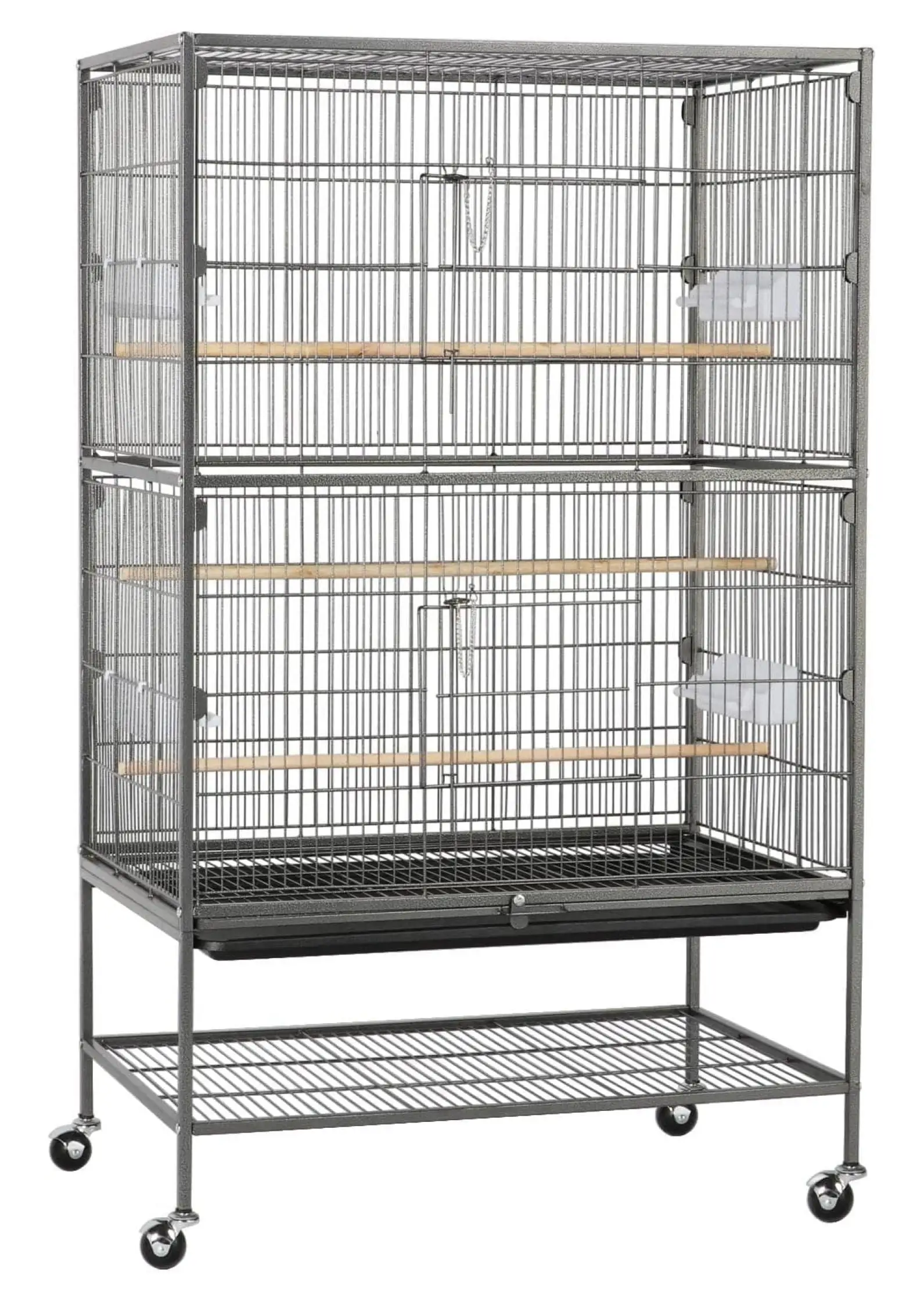 BIN24 Wrought Iron Large Flight Parrot Cage with Rolling Stand for Multiple Parakeets Conure Cockatiel Cage