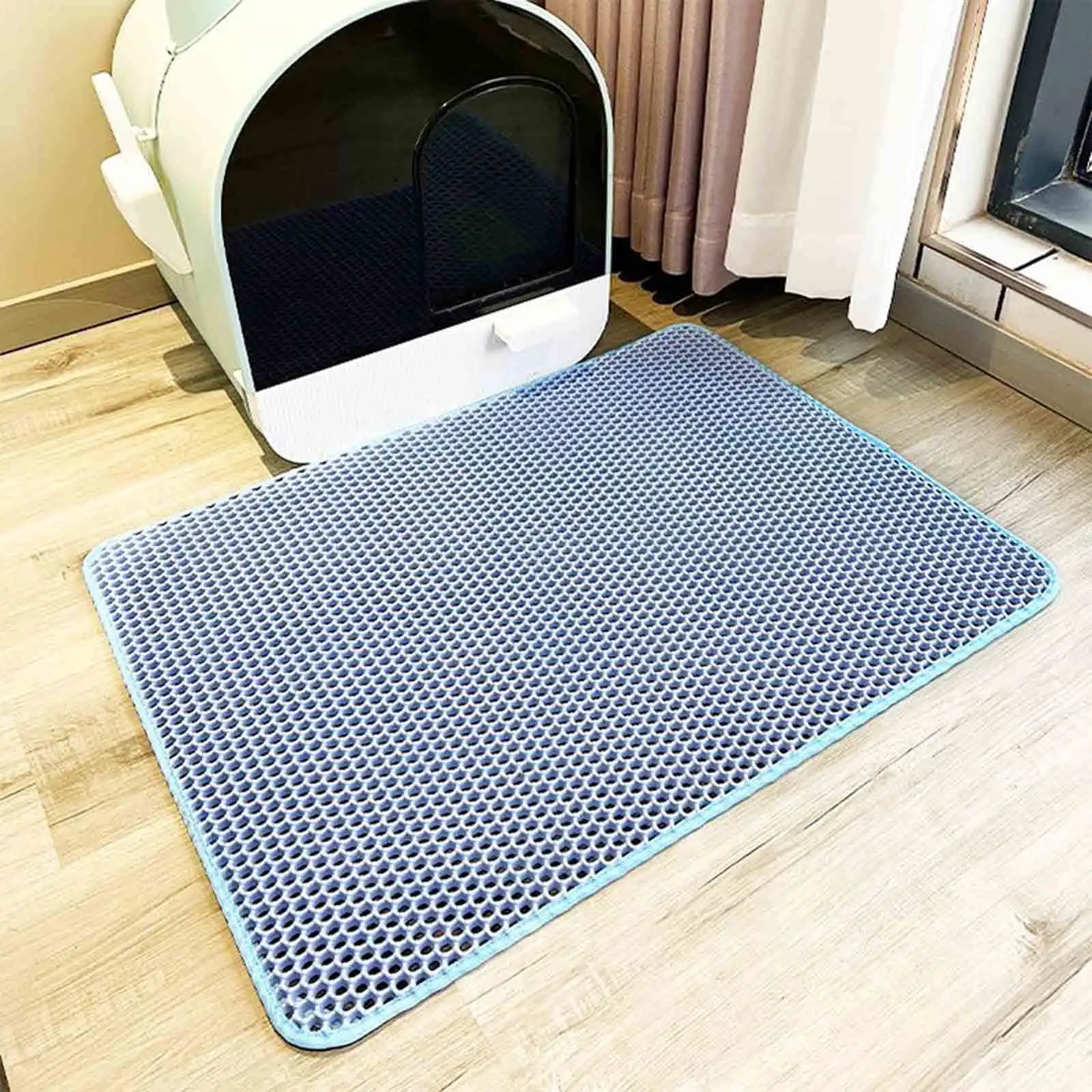 BLUKIDS Cat Litter Mat. Kitty Litter Trapping Mat Soft on Kitty Paws. Litter Box Mat Keep Floor Clean. 17.7x11.8 Waterproof and Washable Cat Litter Catcher Pad for Scatter Control