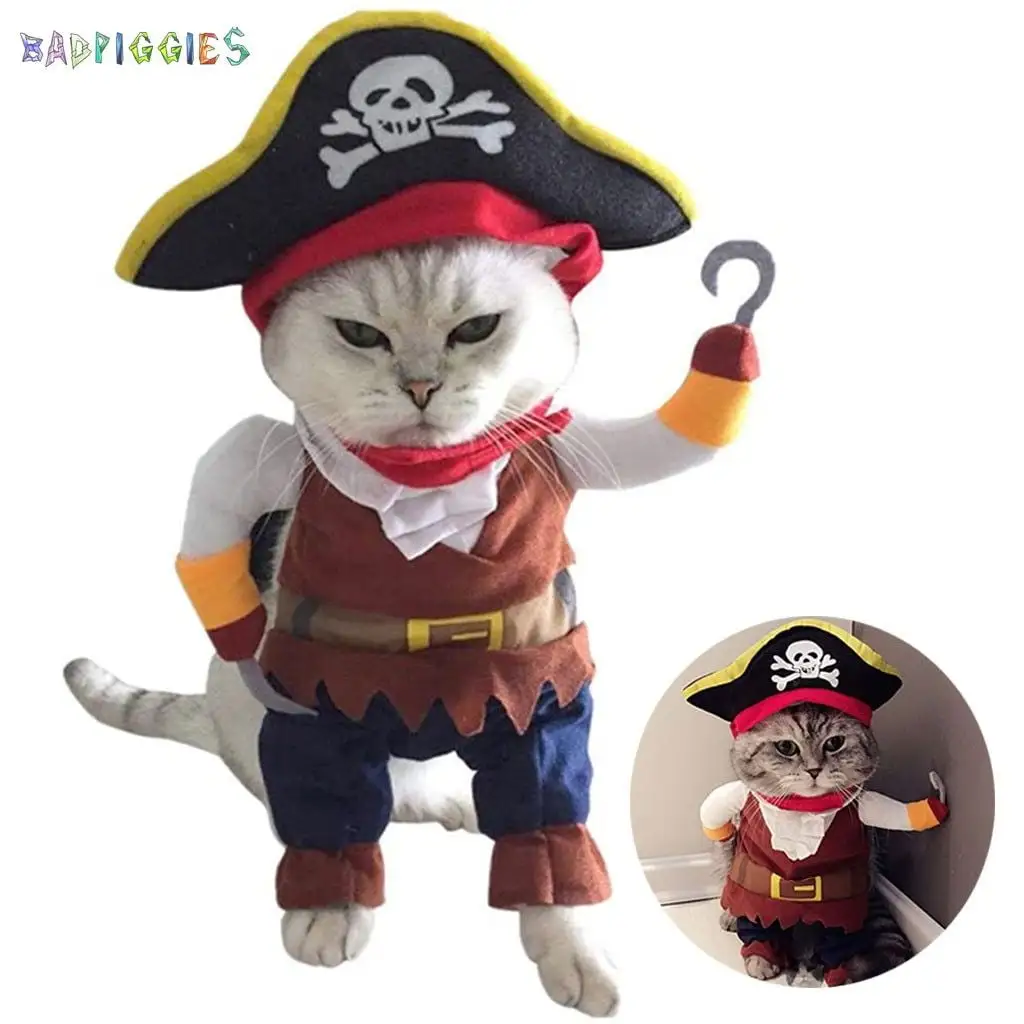 Bad Piggies Cotton Caribbean Pirate Dog & Cat Costume. Multi-color. L