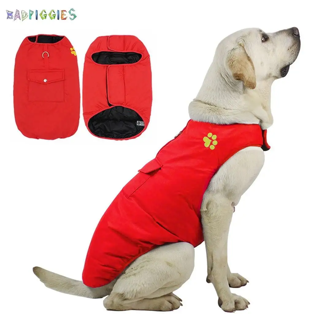 BadPiggies Double Sides Dog Vest Coat Winter Waterproof Pet Jacket for Small Medium Large Dogs (XS. Red)