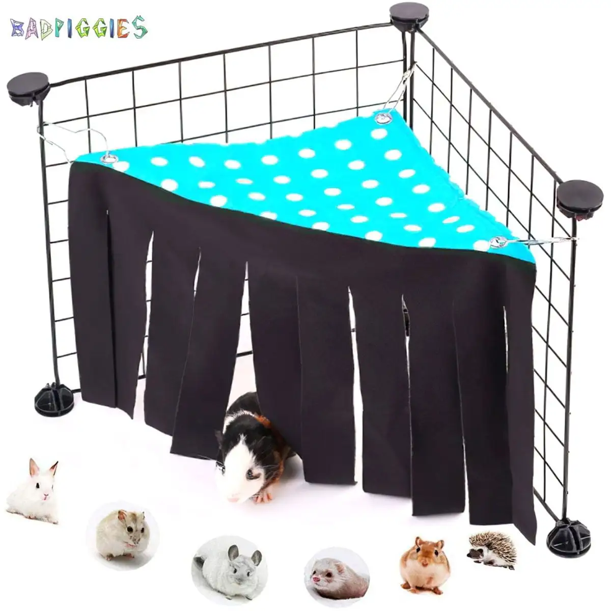 BadPiggies Guinea Pig Hideout Hideaway Corner Peekaboo Toys Cage Without Metal Fences for Small Animals Ferret Chinchilla Rats Bunny (Blue Point)