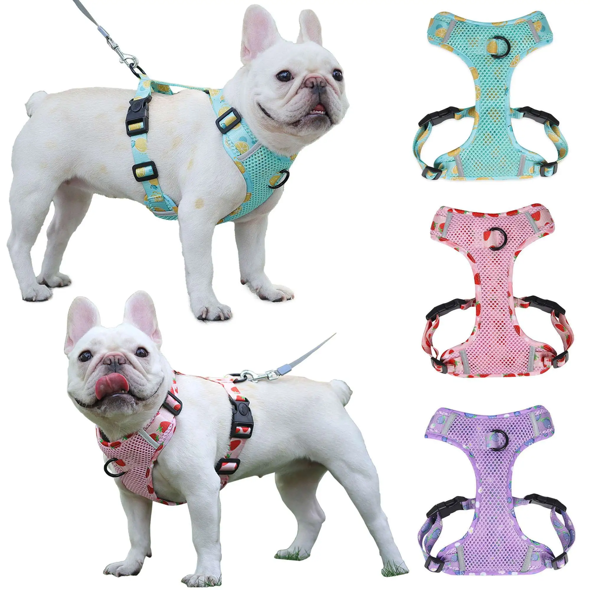 BadPiggies Reflective Dog Harness No Pull Pet Vest Breathable Chest Harnesses Adjustable for Small Medium Large Dogs Cats