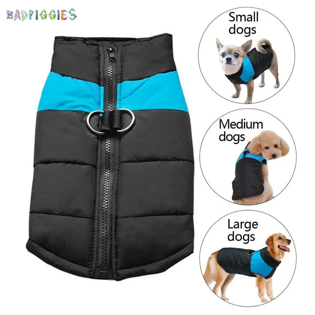 BadPiggies Waterproof Cold-proof Dog Warm Vest Jacket Coat Winter Clothes for Small Medium Large Dogs Pets (S. Blue)