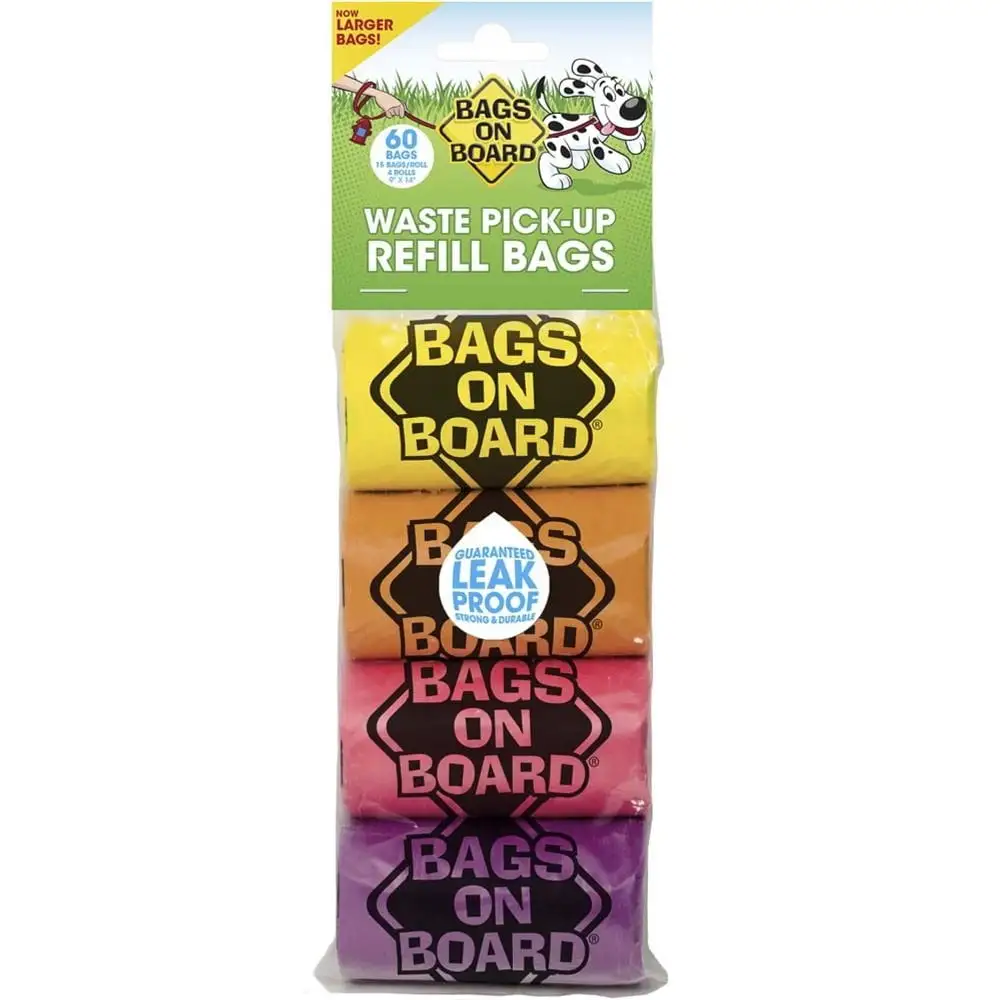 Bags on Board Waste Pick-up Bags Refill Yellow. Pink. Purple. Blue 60 ct