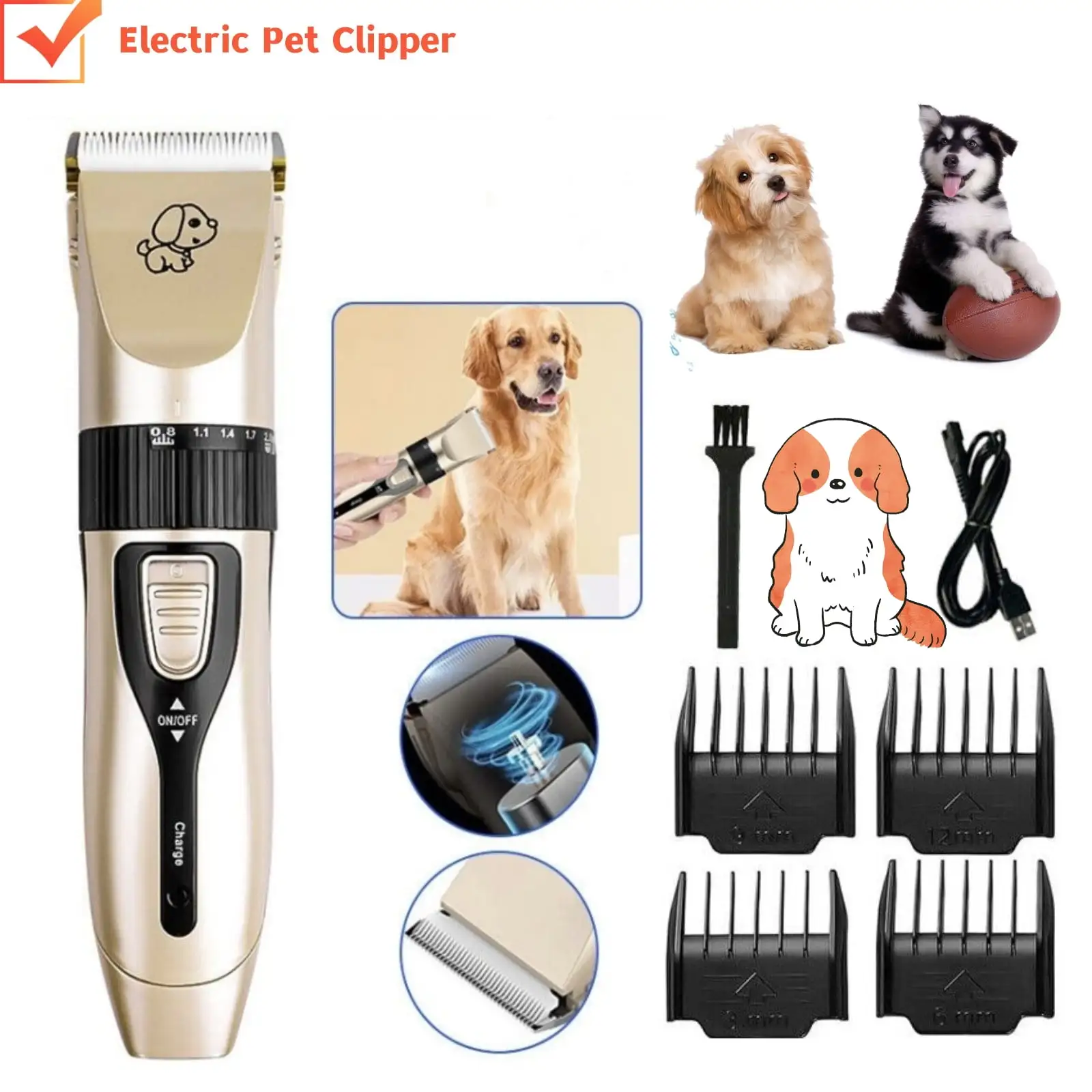 Baokaler Pet Clipper. Dog Clipper Cordless. Dog Clipper for Grooming Long Thick Fur. Cat Clipper for Grooming Matted Long Hair. Electric Pet Dog Cat Shaver Razor. Cordless Grooming Kit