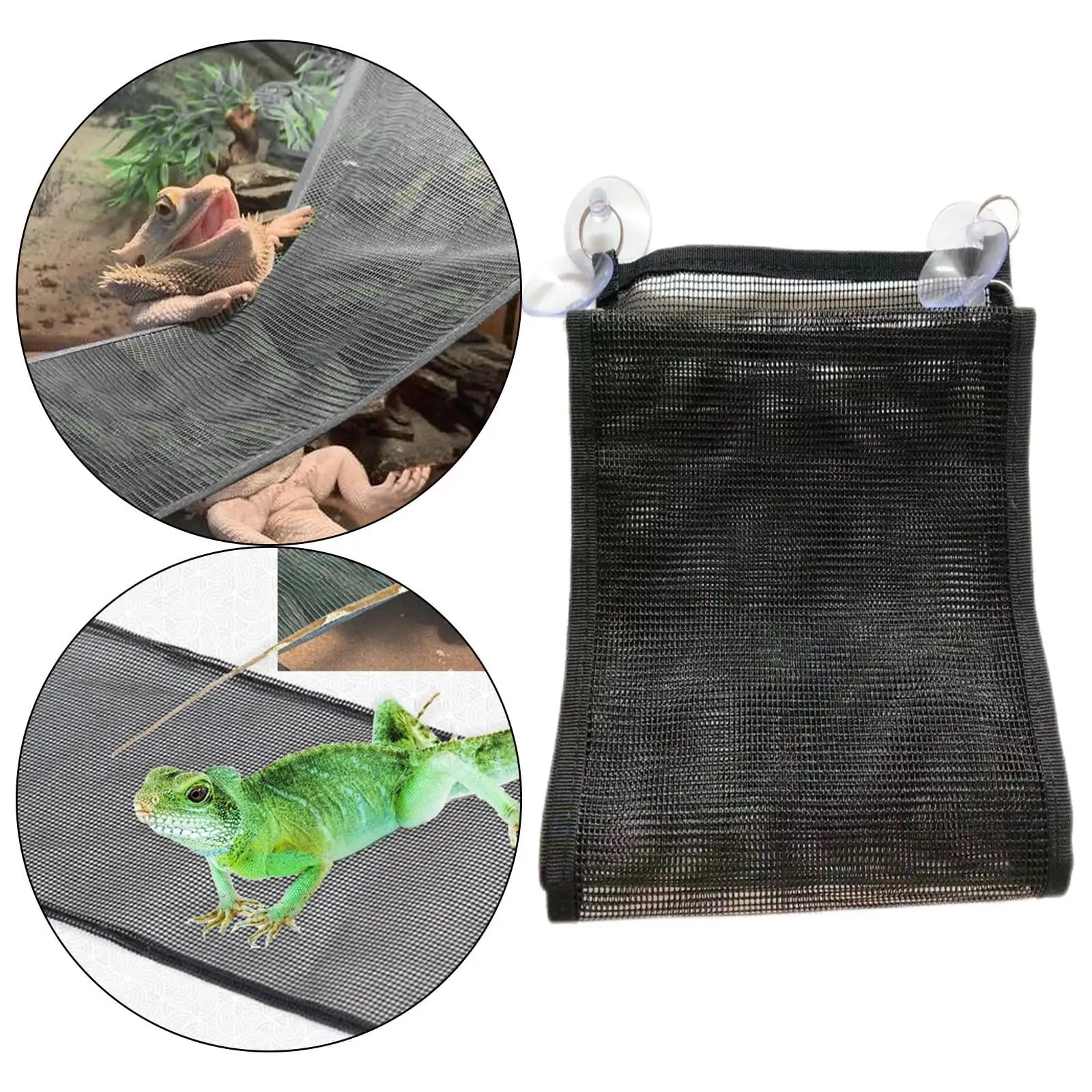 Bearded Dragon Hammock - Breathable Mesh Reptile Hammock Acc Sleeping Bed Lounger Climbing Black Geckos.Chameleon