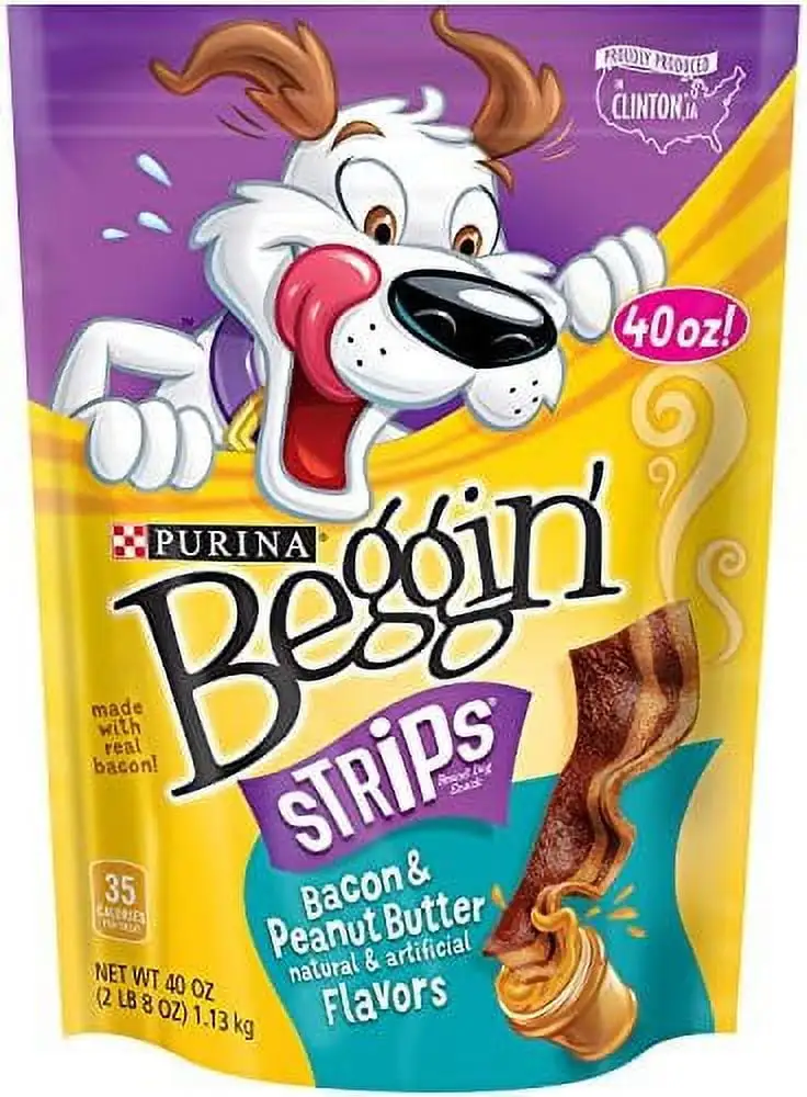 Beggin' Strips Bacon & Peanut Butter Flavor Dog Treats. 40 OZ