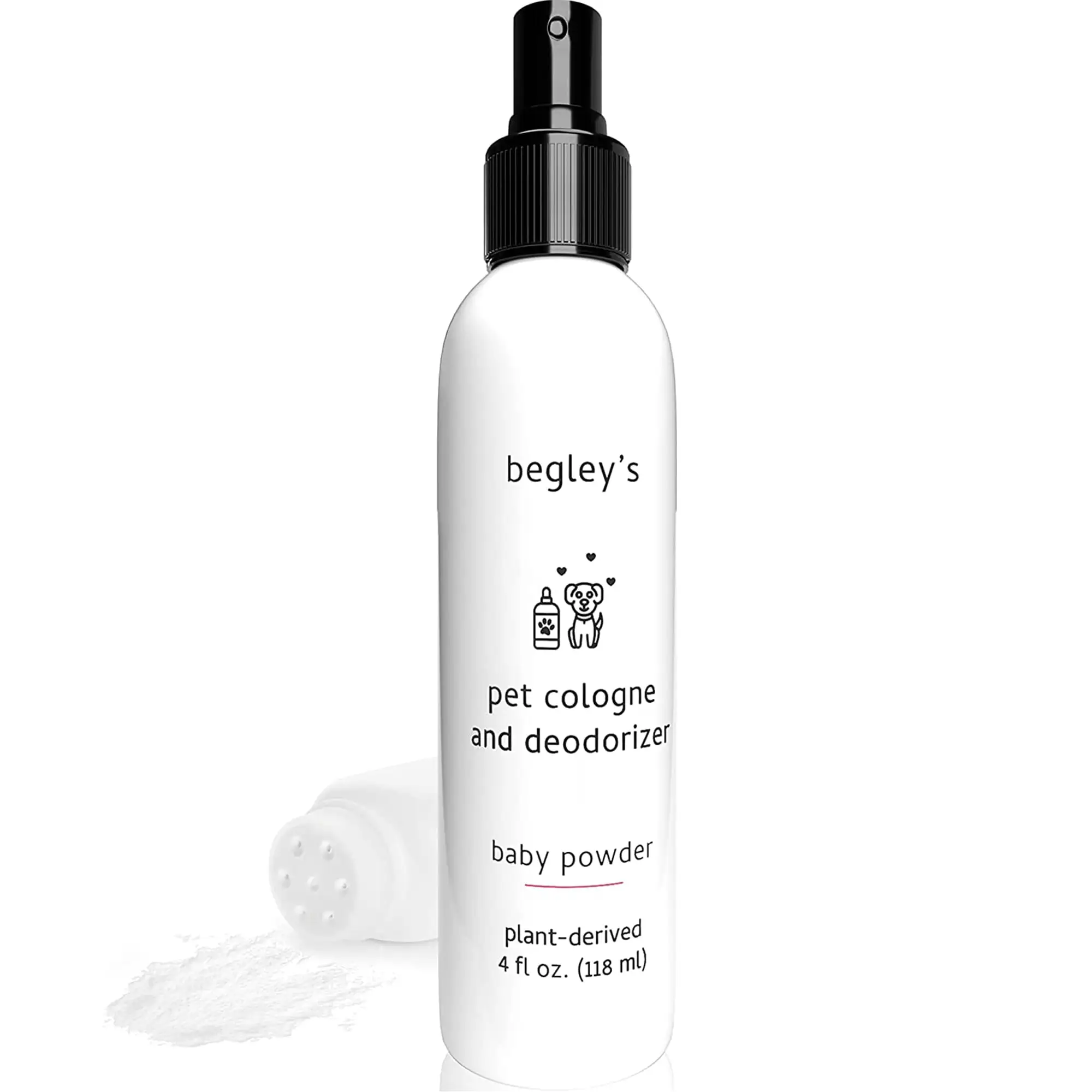 Begleys Pet Cologne and Deodorizer Odor Eliminator Perfume for Cats. Dogs. and Other Furry Pets. Baby Powder 4 Oz 1 Pack