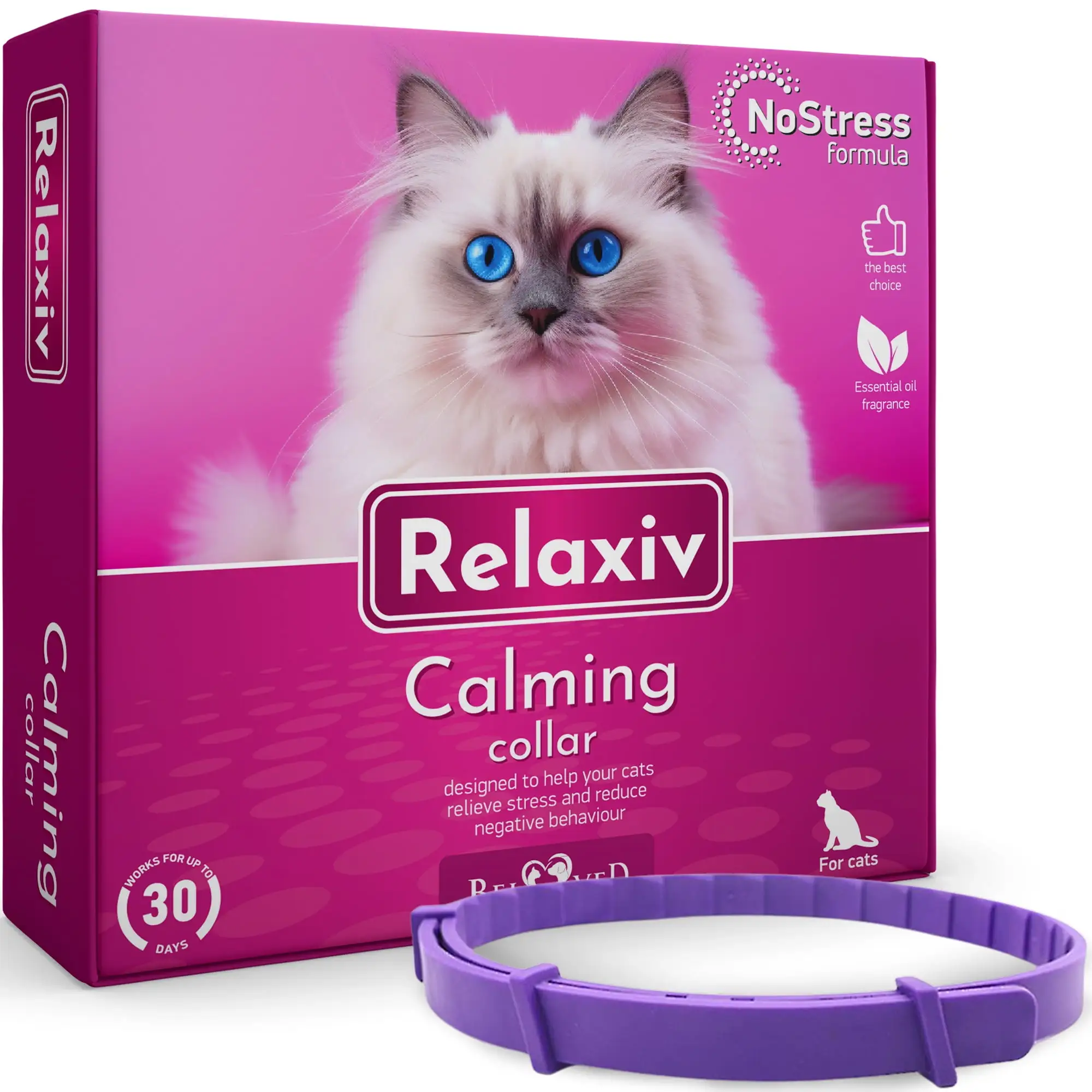 Beloved Pets Cat Calming Collar & Pet Anti Anxiety Products - Feline Calm Pheromones Collars & Cats Stress Relief Comfort Helps with Pee. New Zone. Aggression. Fighting with Dogs & Other Behavior