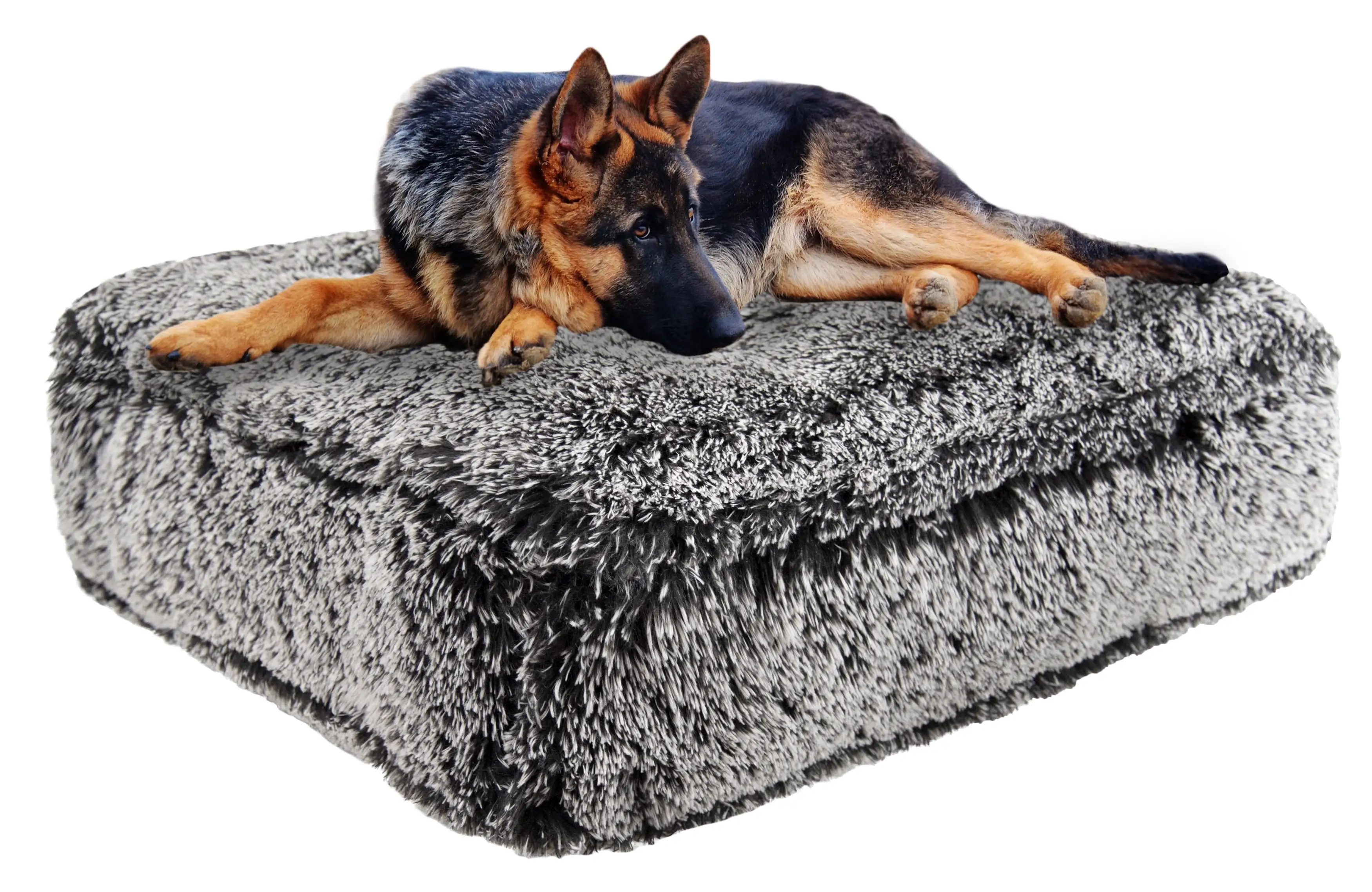 Bessie and Barnie Midnight Frost Luxury Shag Extra Plush Faux Fur Rectangle Pet/Dog Bed