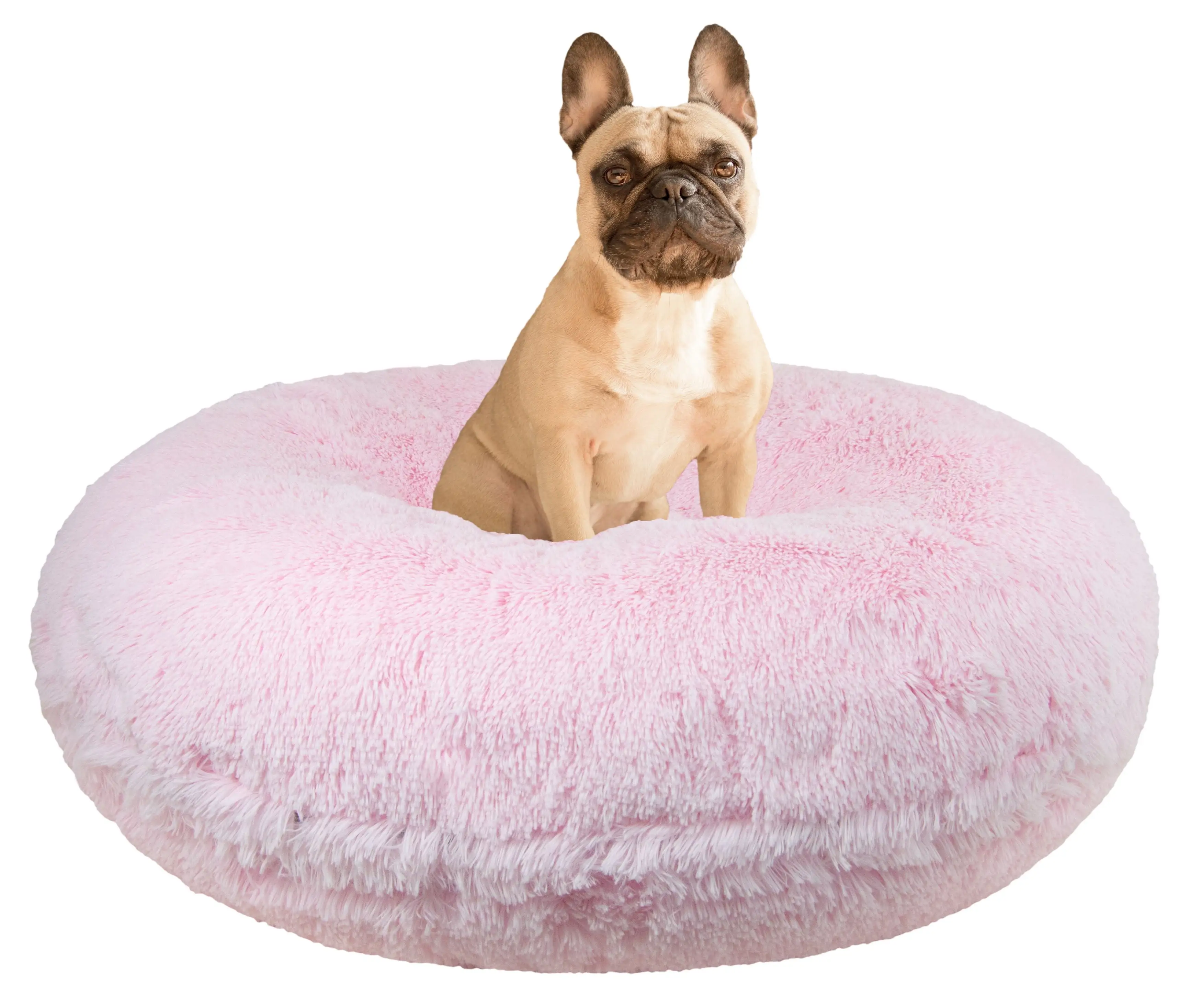 Bessie and Barnie Signature Bubble Gum Luxury Shag Extra Plush Faux Fur Bagel Pet/ Dog Bed