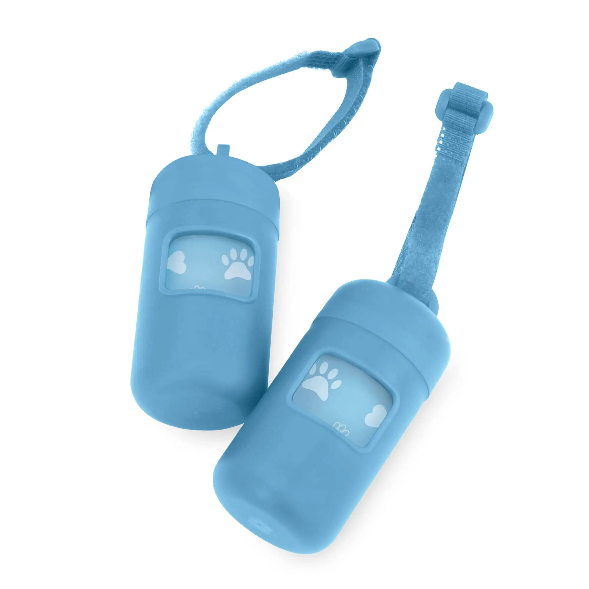 Best Pet Supplies Dog Poop Bag Holder Leash Attachment Reusable Dispenser for Travel. Walking. Park. and Outdoor Use. Durable with Clip-On - Baby Blue. Pack of 2