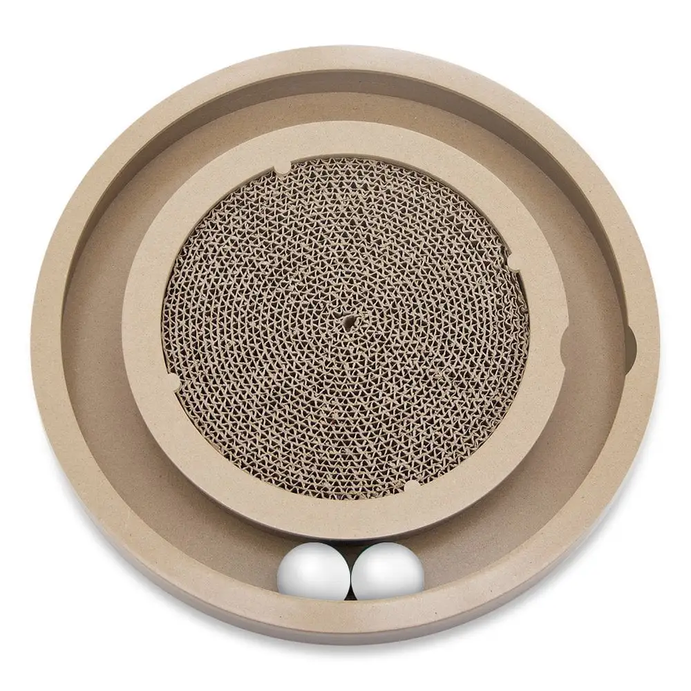 Best Pet Supplies Scratch and Spin Cat Scratcher Pad with Interactive Spinning Balls for Active Play. Natural Recycled Corrugated Cardboard. Supports Pet Behaviors. Relieves Stress