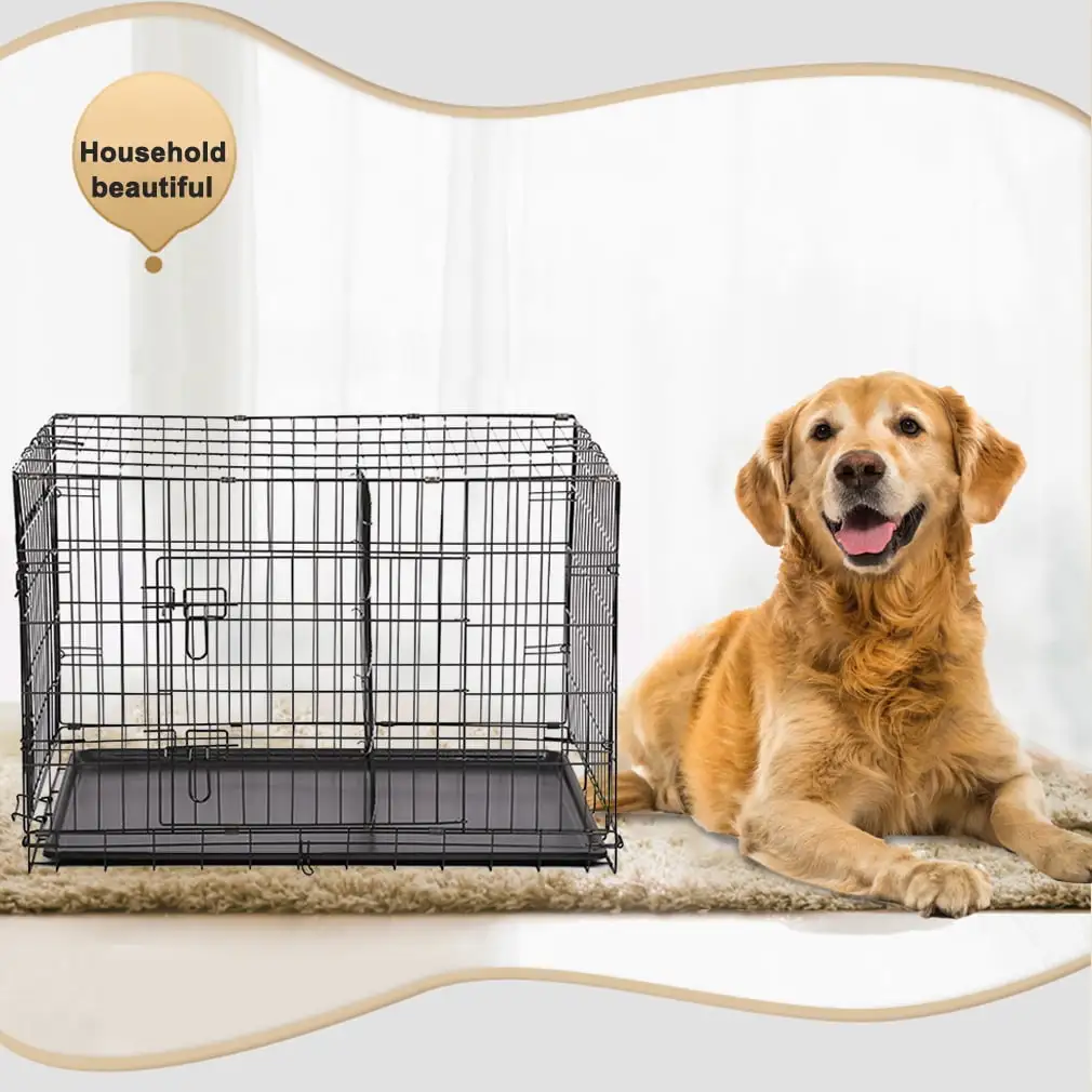 BestPet 42 Folding Dog Cage Pet Kennel Crate with Divider. Metal