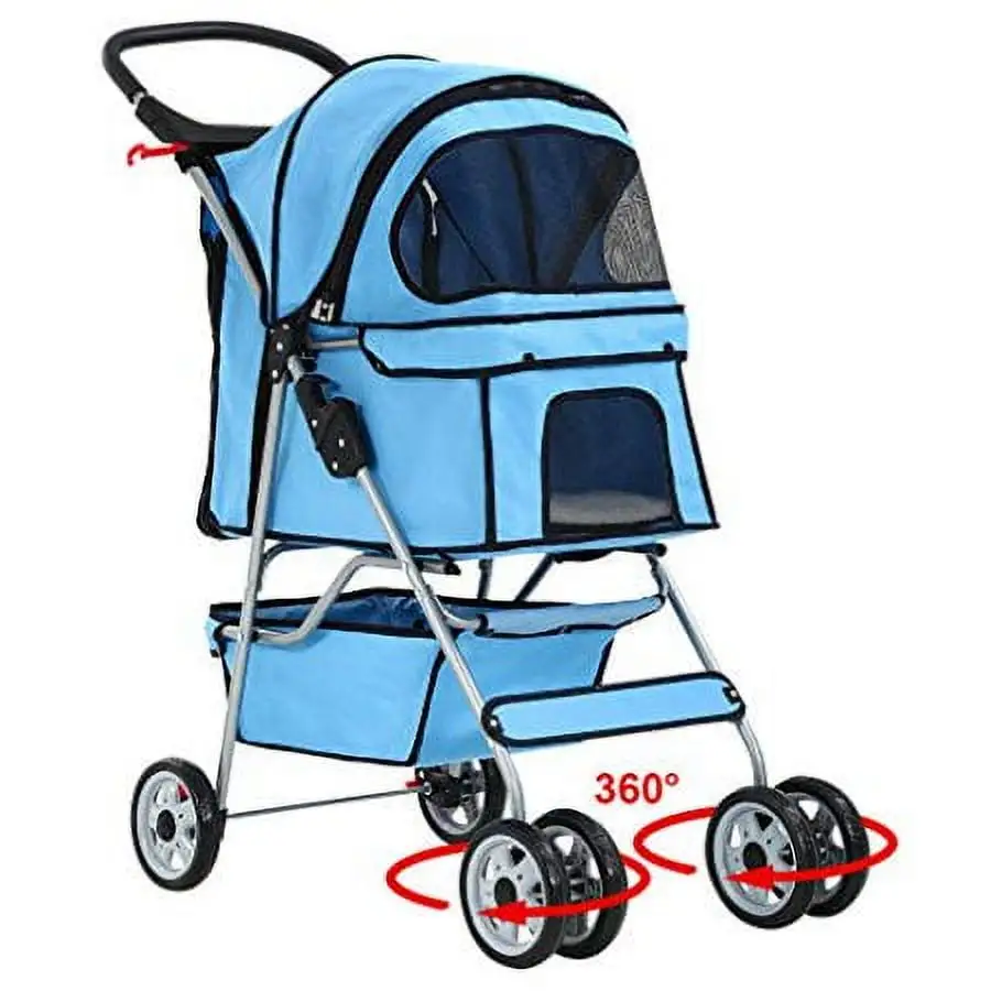 BestPet. Cat Carrier Stroller. 4 Wheels. Blue