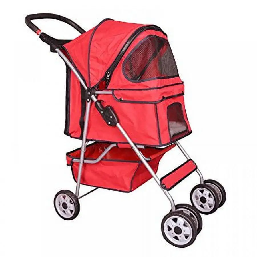 BestPet. Cat Carrier Stroller. 4 Wheels. Red