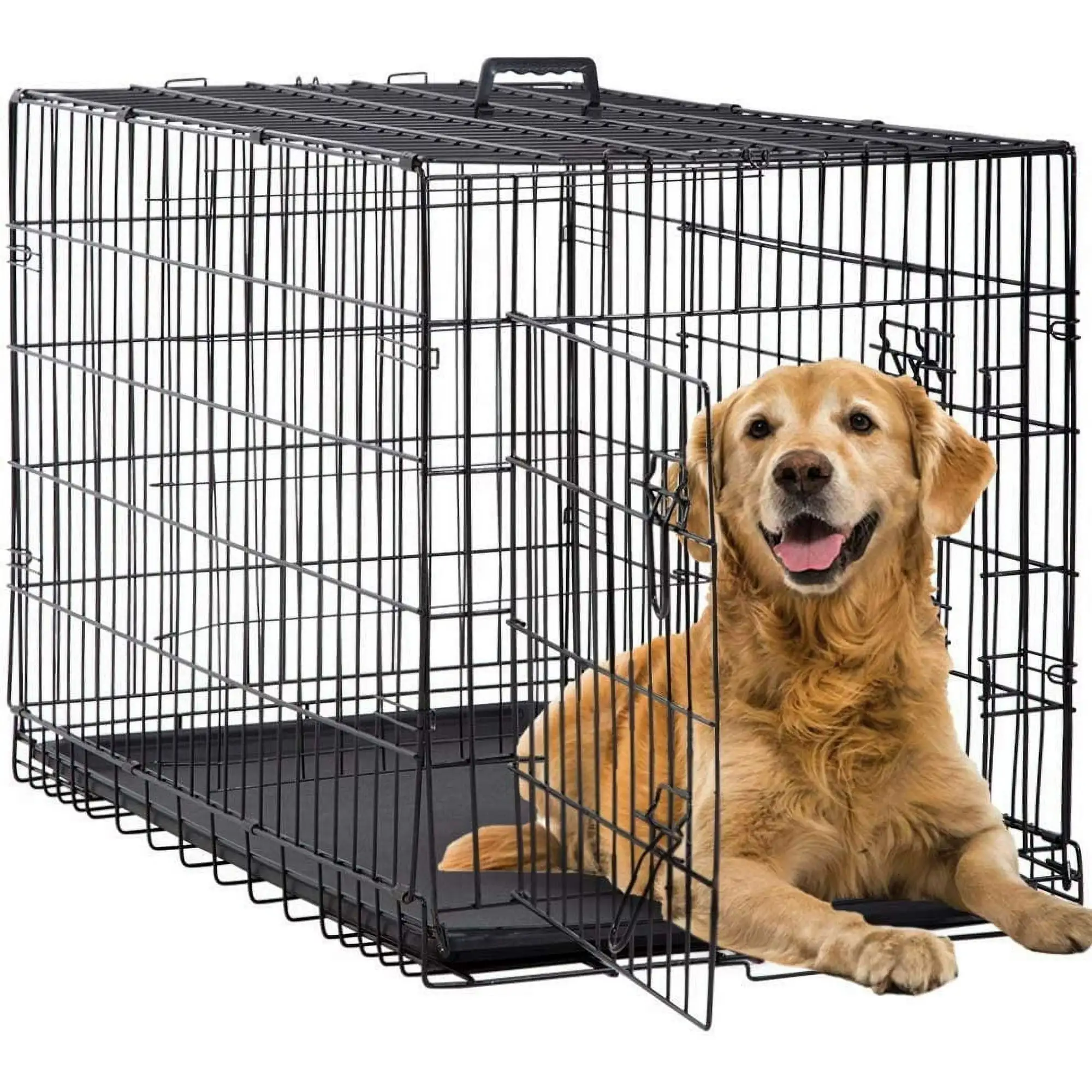 BestPet Folding Dog Crate with Divider and Tray. 42L