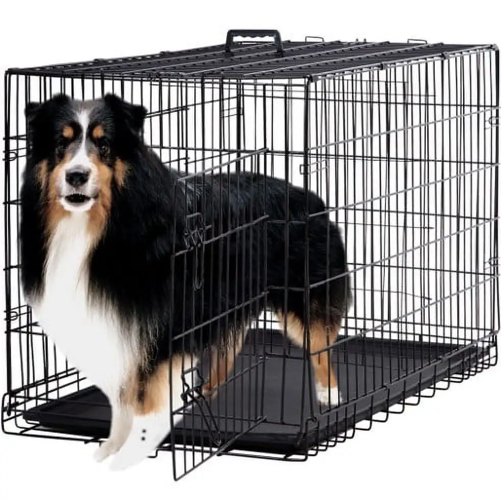 Bestpet Folding Black 48 2 Door Pet Dog Cage Kennel with Divider Cat Cage Kennel with Tray