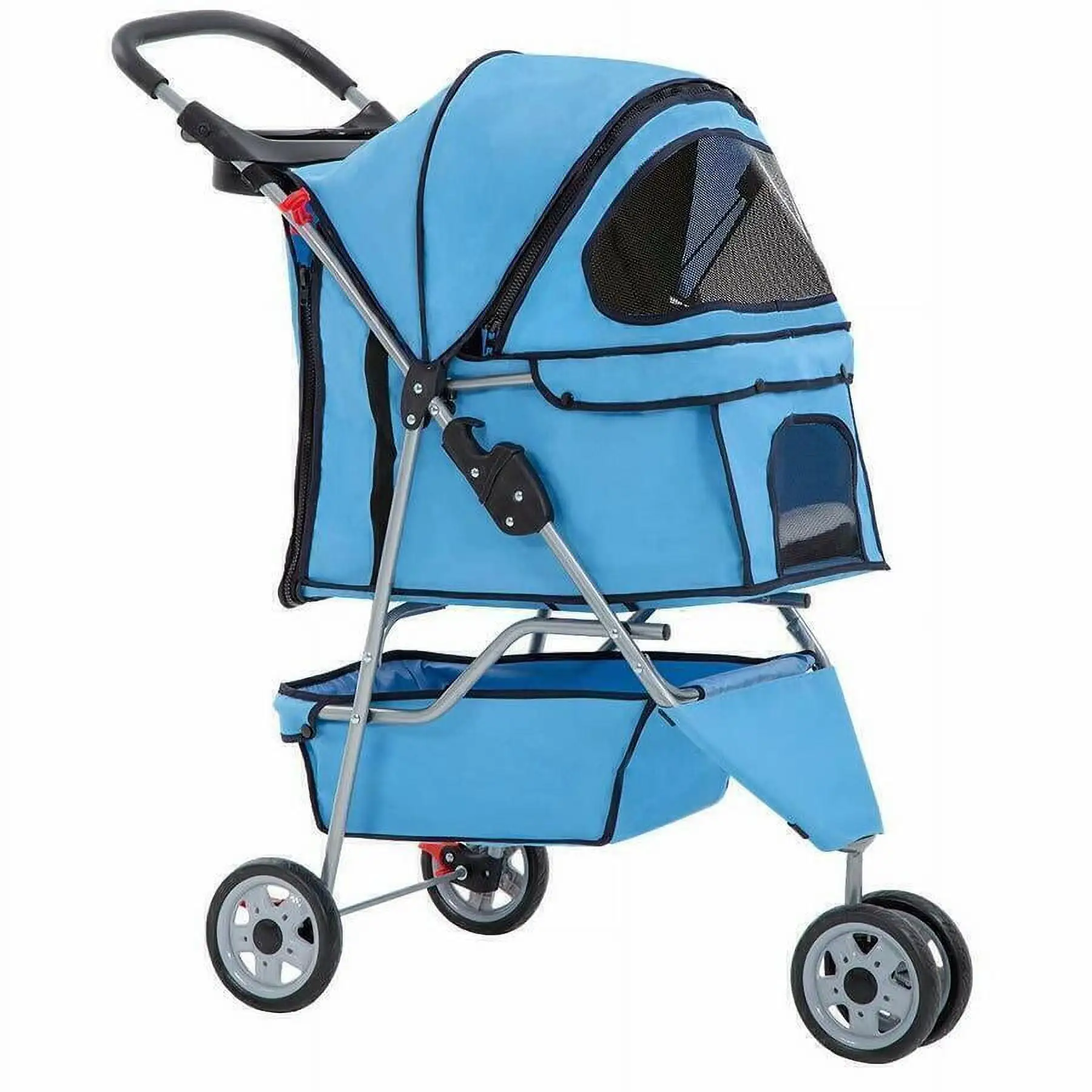 Bestpet Pet Stroller for Medium and Small Dogs. Foldable. 3 Wheels. Waterproof. Blue