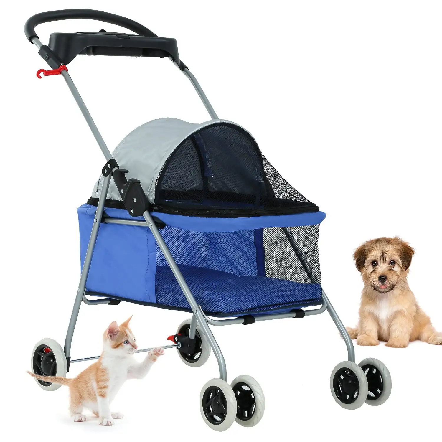 Bestpet Posh Pet Stroller with Cup Holder. Blue