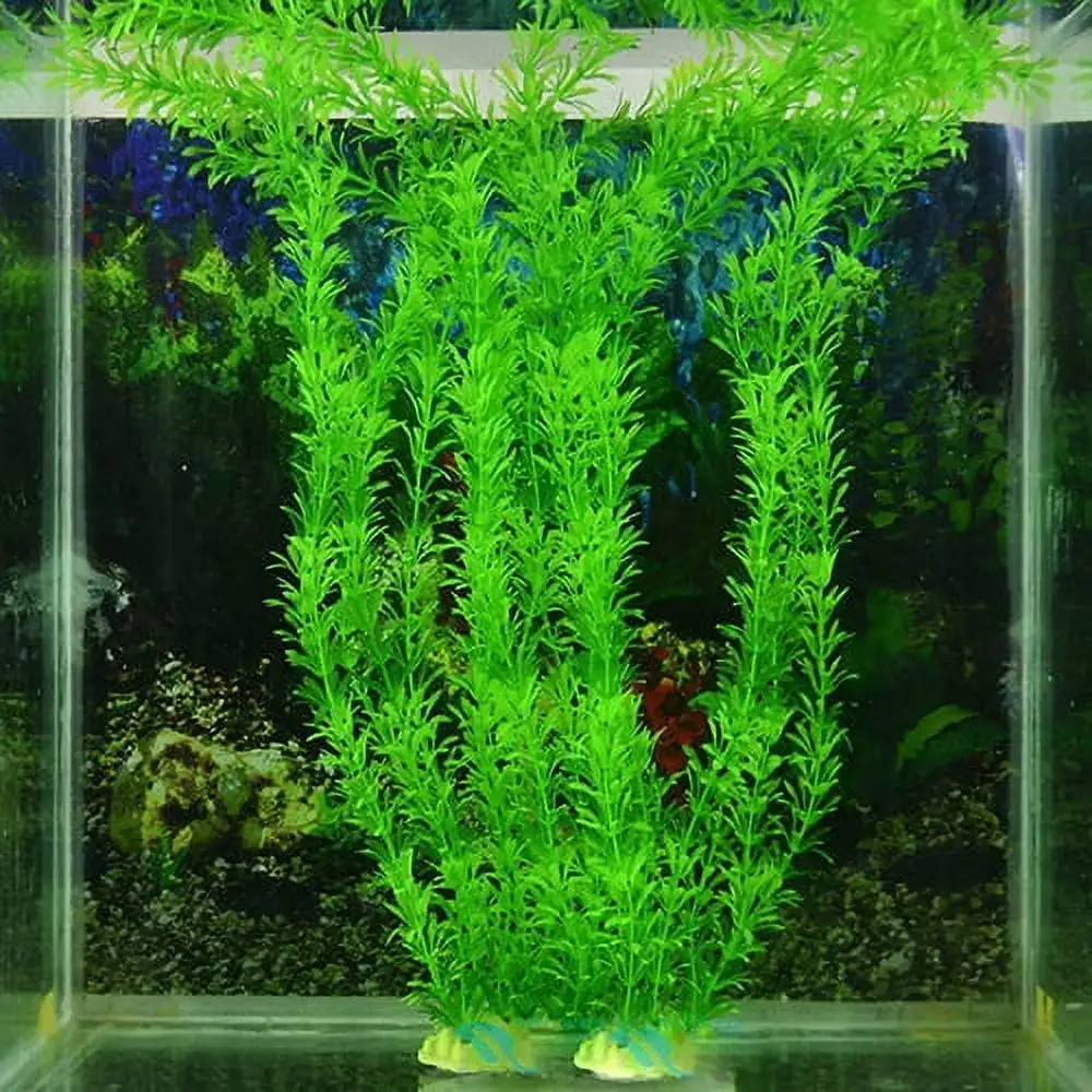 Besufy Aquarium Plastic Plant.Artificial Aquarium Plastic Fake Green Grass Plant Fish Tank Decor Ornament