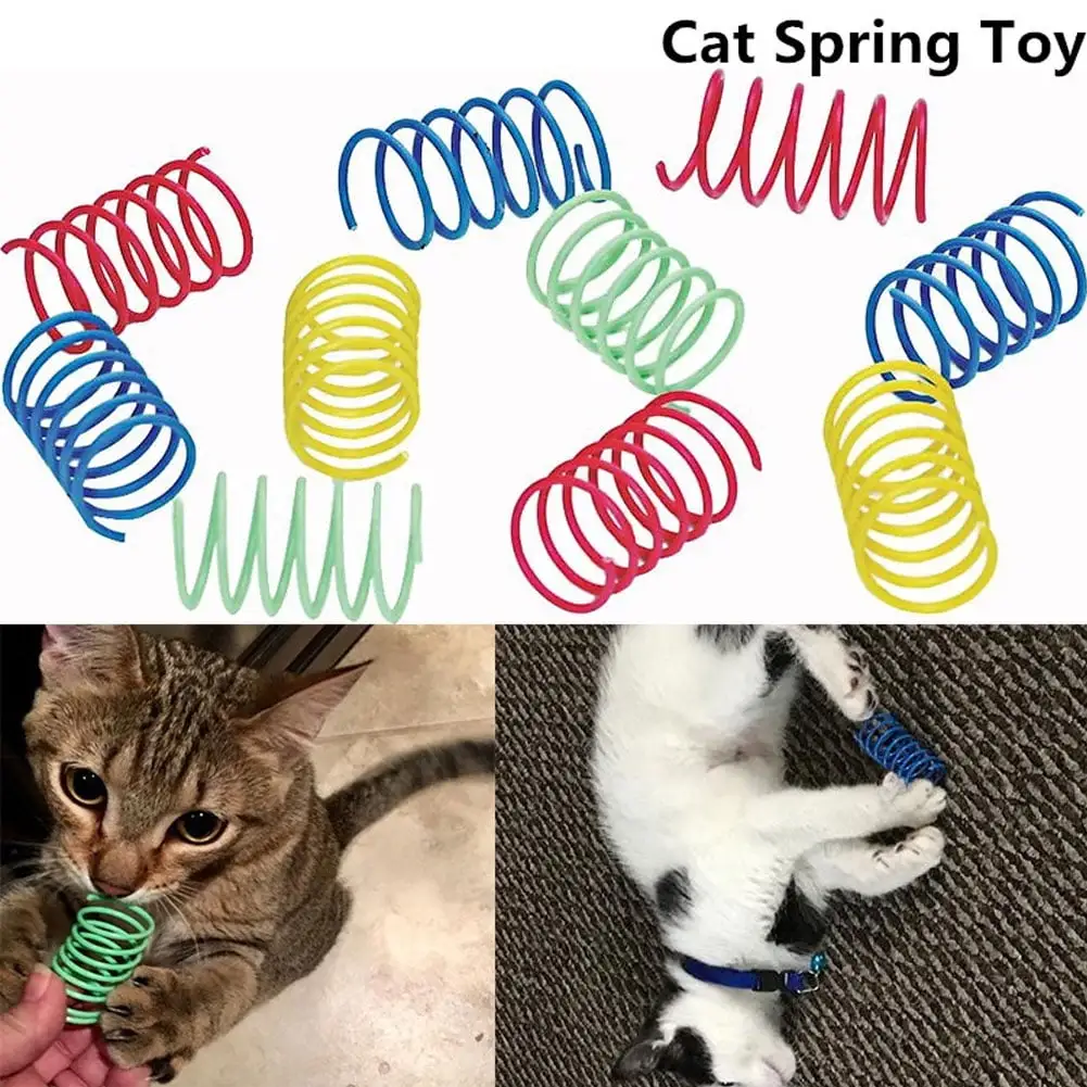 Besufy Cat Toys.10Pack Funny Kitten Cat Playing Toy Durable Bright Color Springs Pet Supplies