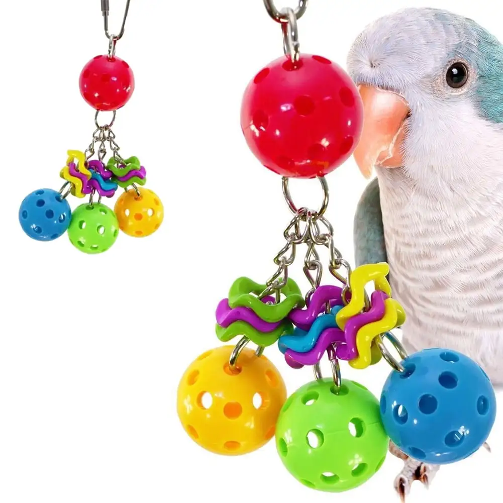 Besufy Parrot Toy.Colorful Ball Parrot Bird Parakeet Bite Climbing Play Hanging Toy Pet Cage Decor