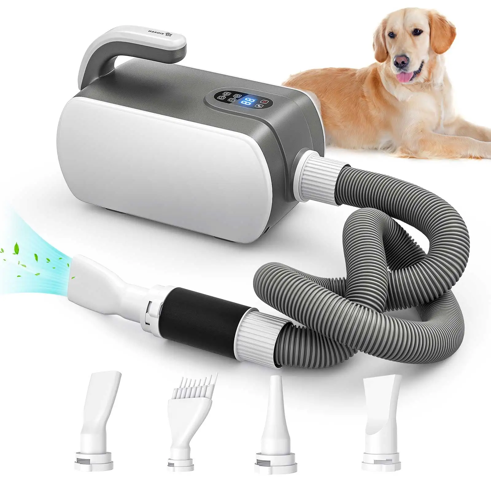 Bigfeliz Dog Dryer.2800W Pet Grooming Dryer with Ozone Technology.Professional Pet Hair Dryer Adjustable Airflow and Temperature