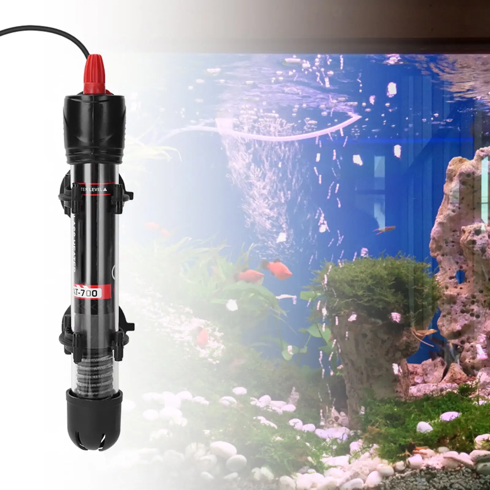 Bigstone AT700 Aquarium Heater Automatic Explosion-proof Adjustable Fish Tank Thermostat Heating Rod for Fresh Aquariums