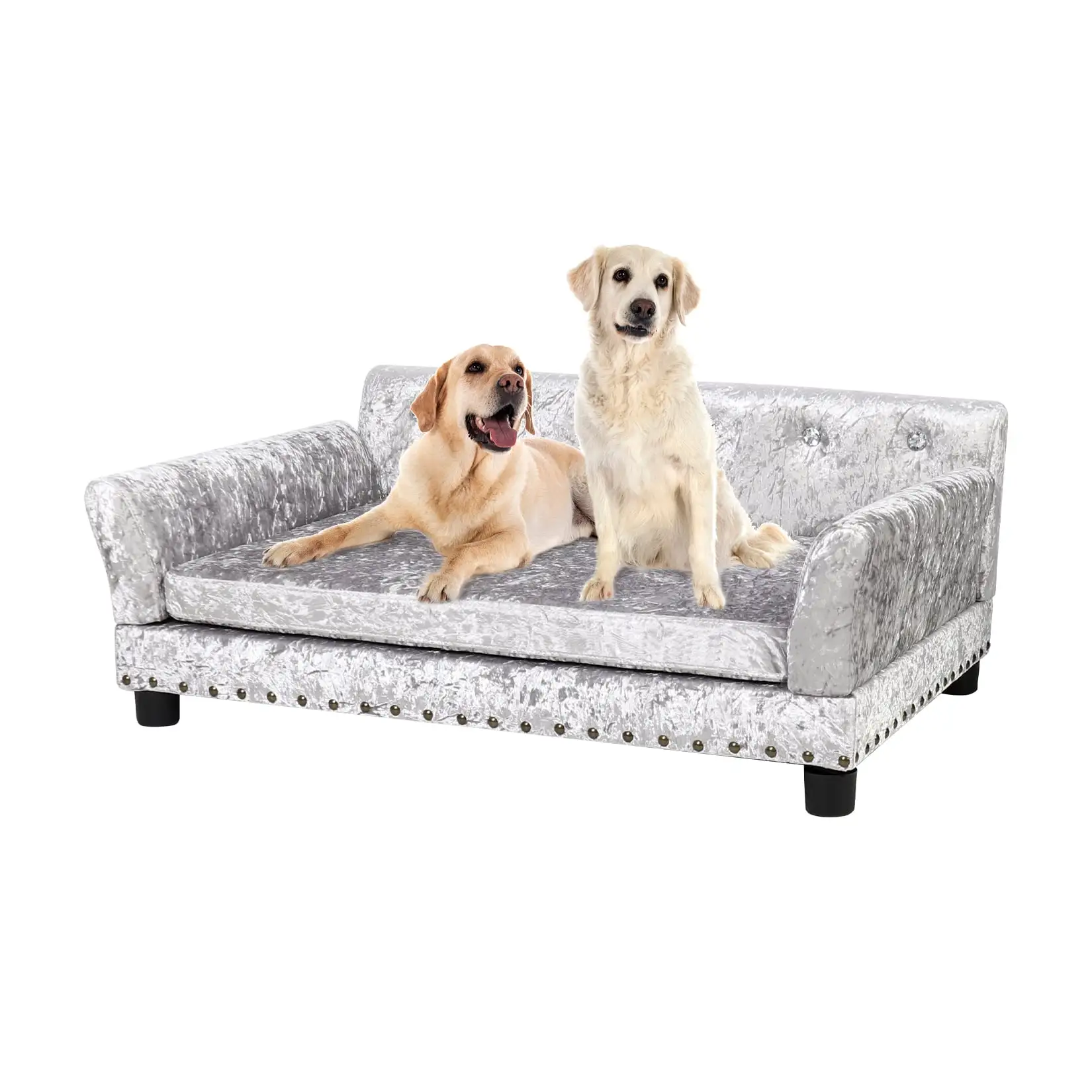 BingoPaw Dog Velvet Sofa Bed Pet Orthopedic Elevated Upholstered Couch with Removable Cover for Medium Large Dogs