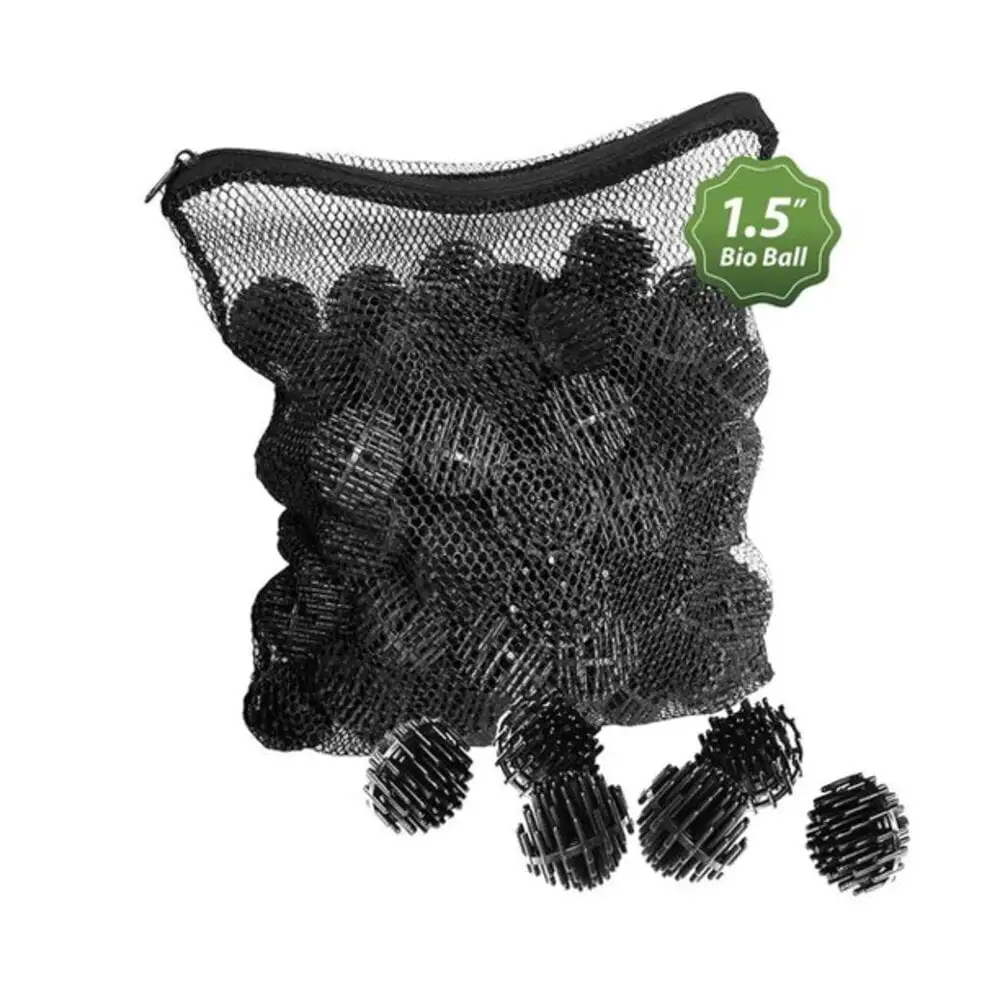 Bio Balls Filter Media for Large Aquarium Pond Filtration with Mesh Bag 1.5 Inch. 100 Count