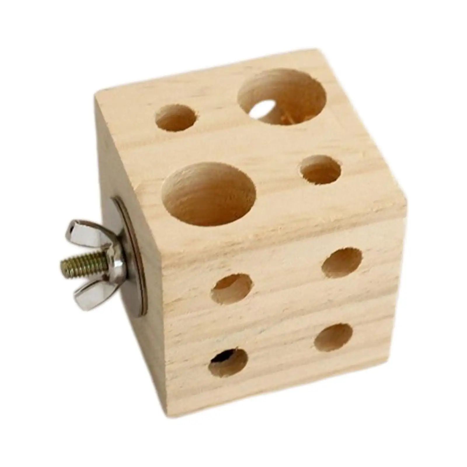 Bird Chewing Toy Foraging Box Toys Lightweight Practical with Holes Wooden .9cmx5.9cmx5.9cm